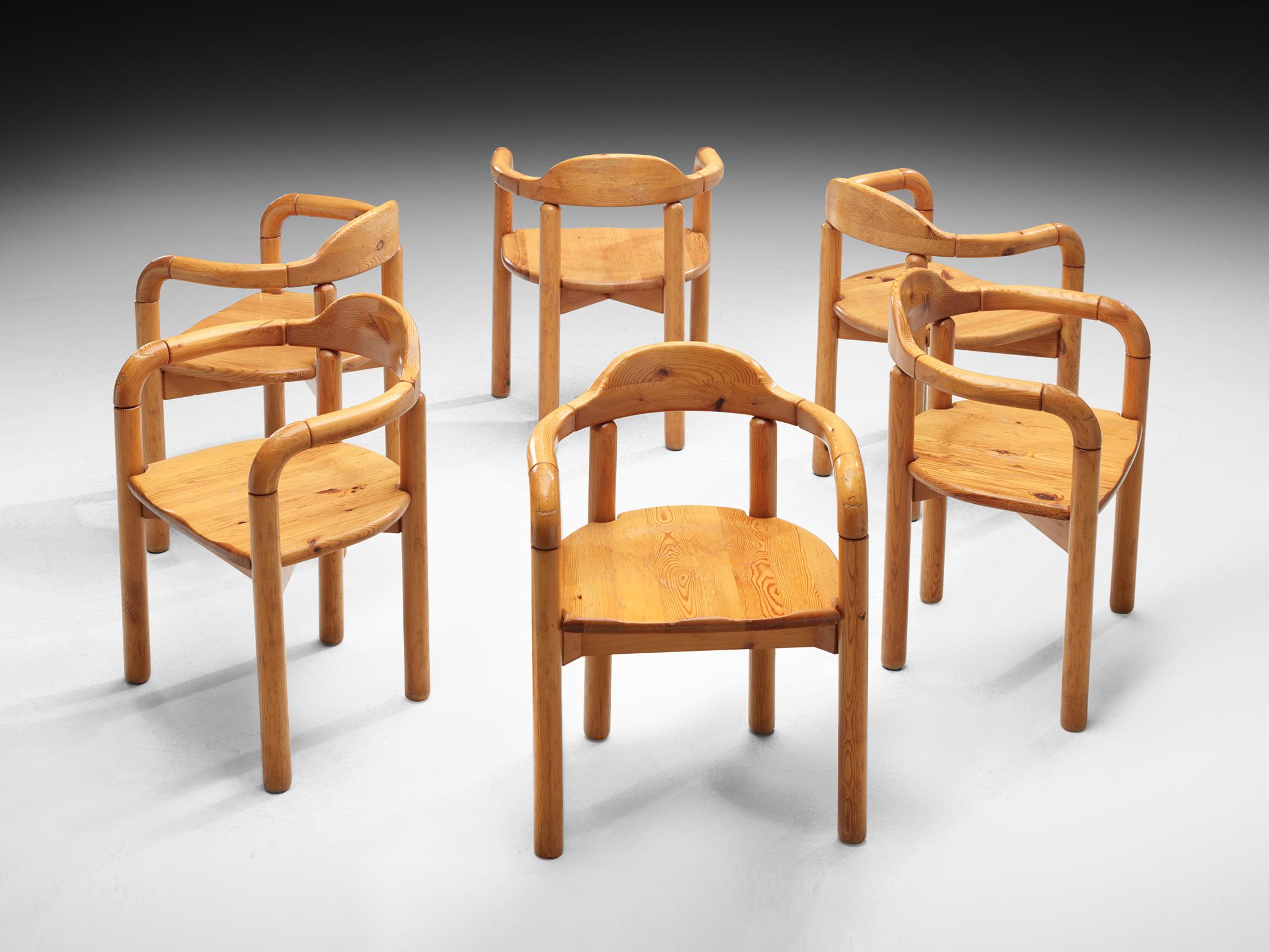Fine XX secolo Set di sei poltrone in pino massiccio Rainer Daumiller in vendita