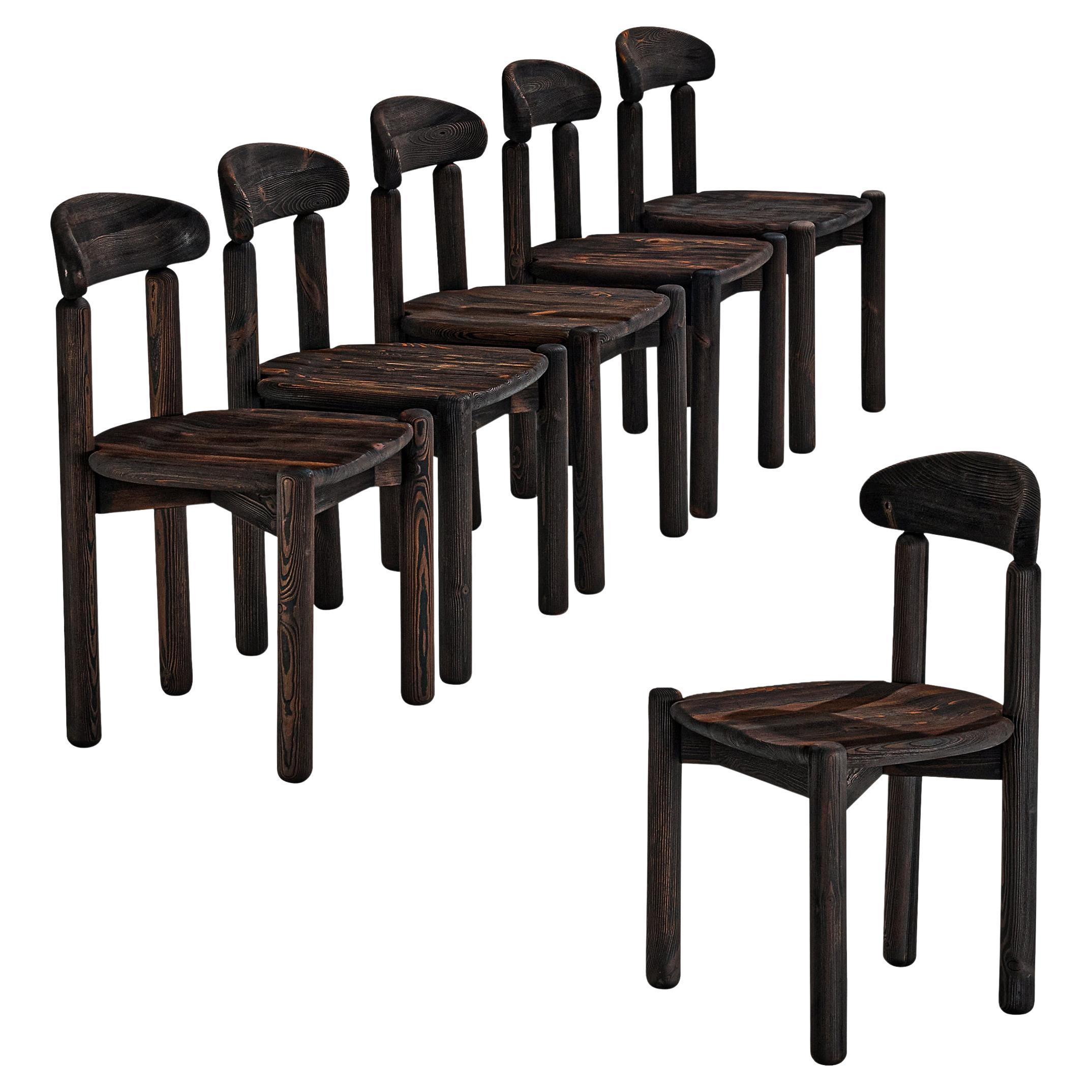 Rainer Daumiller Set of Six Dining Chairs in Darkened Pine