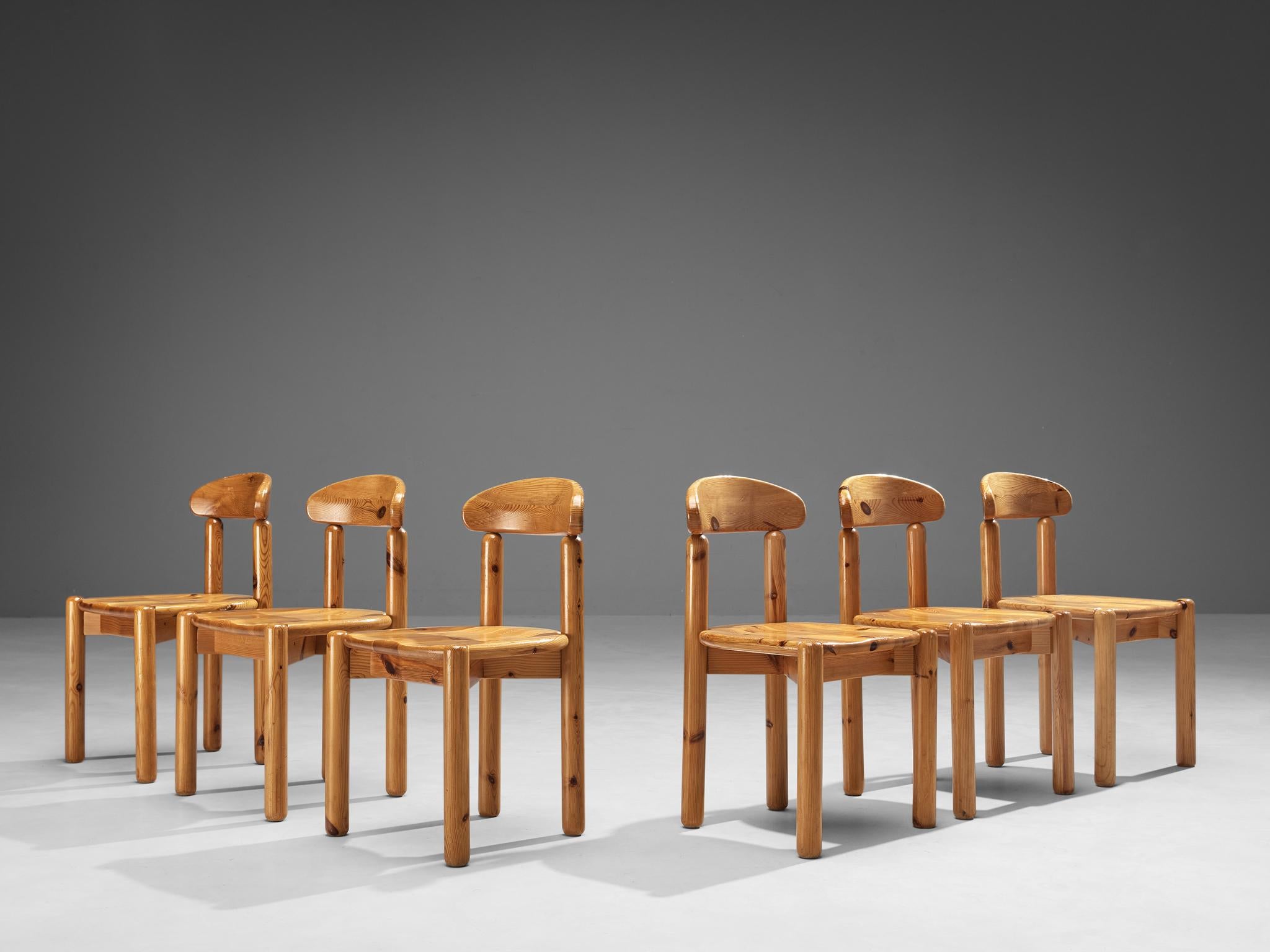 Danish Rainer Daumiller Set of Six Dining Chairs in Pine For Sale