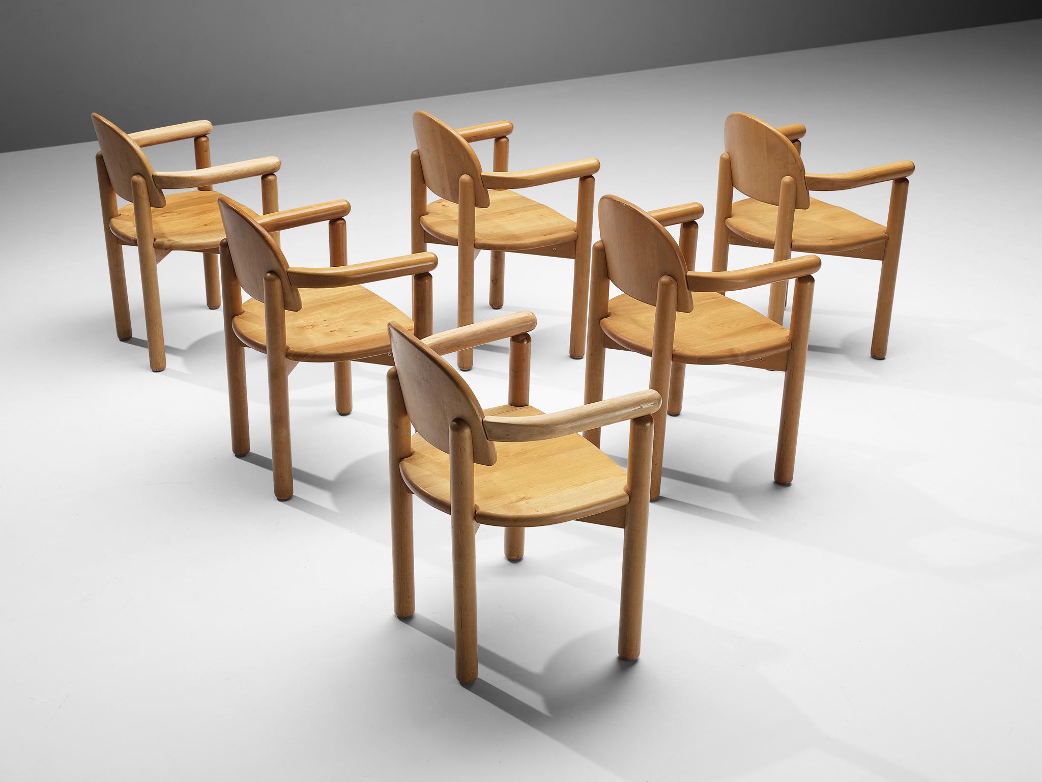 Scandinavian Modern Rainer Daumiller Set of Six Dining Chairs in Solid Birch For Sale
