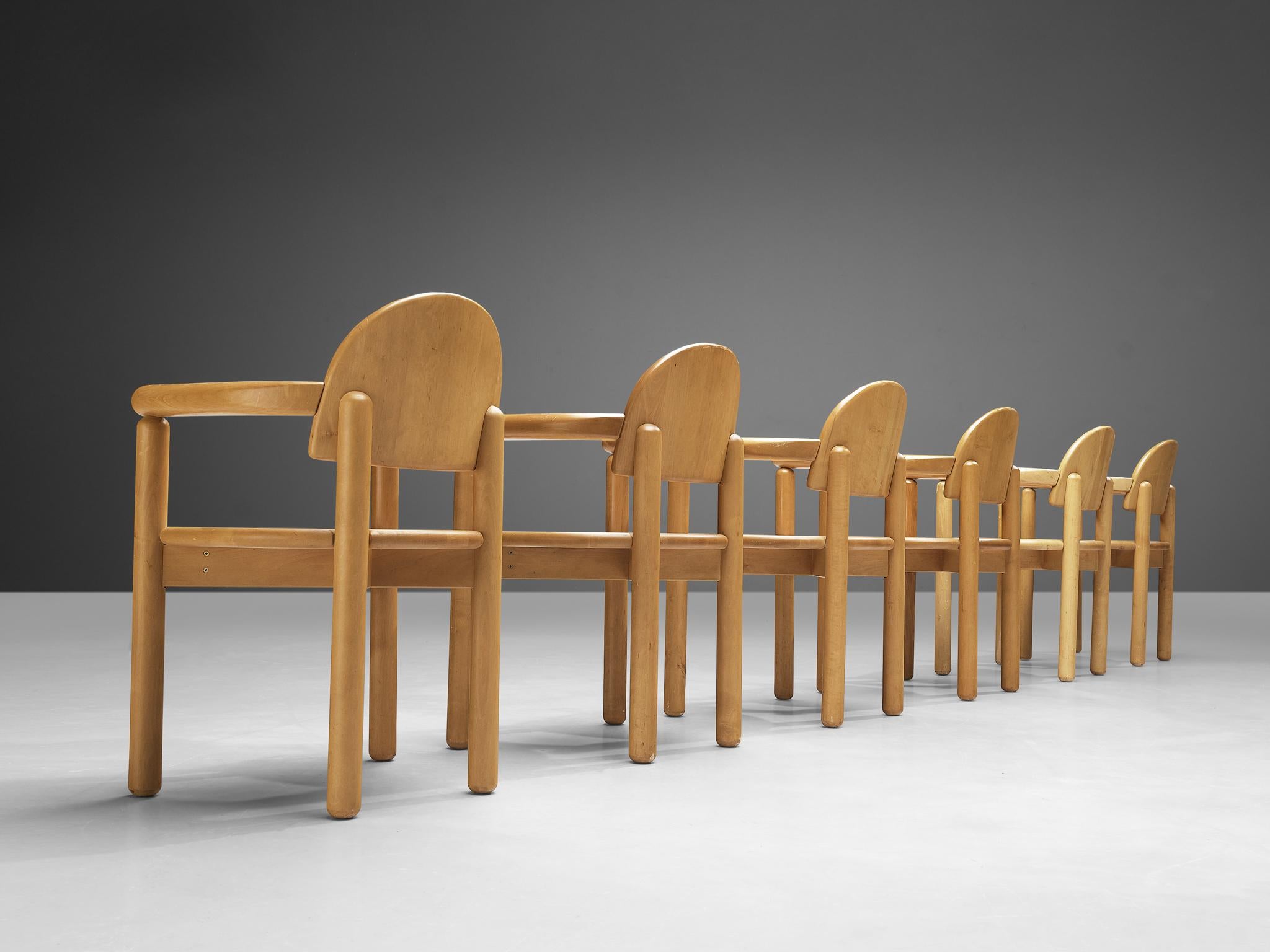 Late 20th Century Rainer Daumiller Set of Six Dining Chairs in Solid Birch For Sale