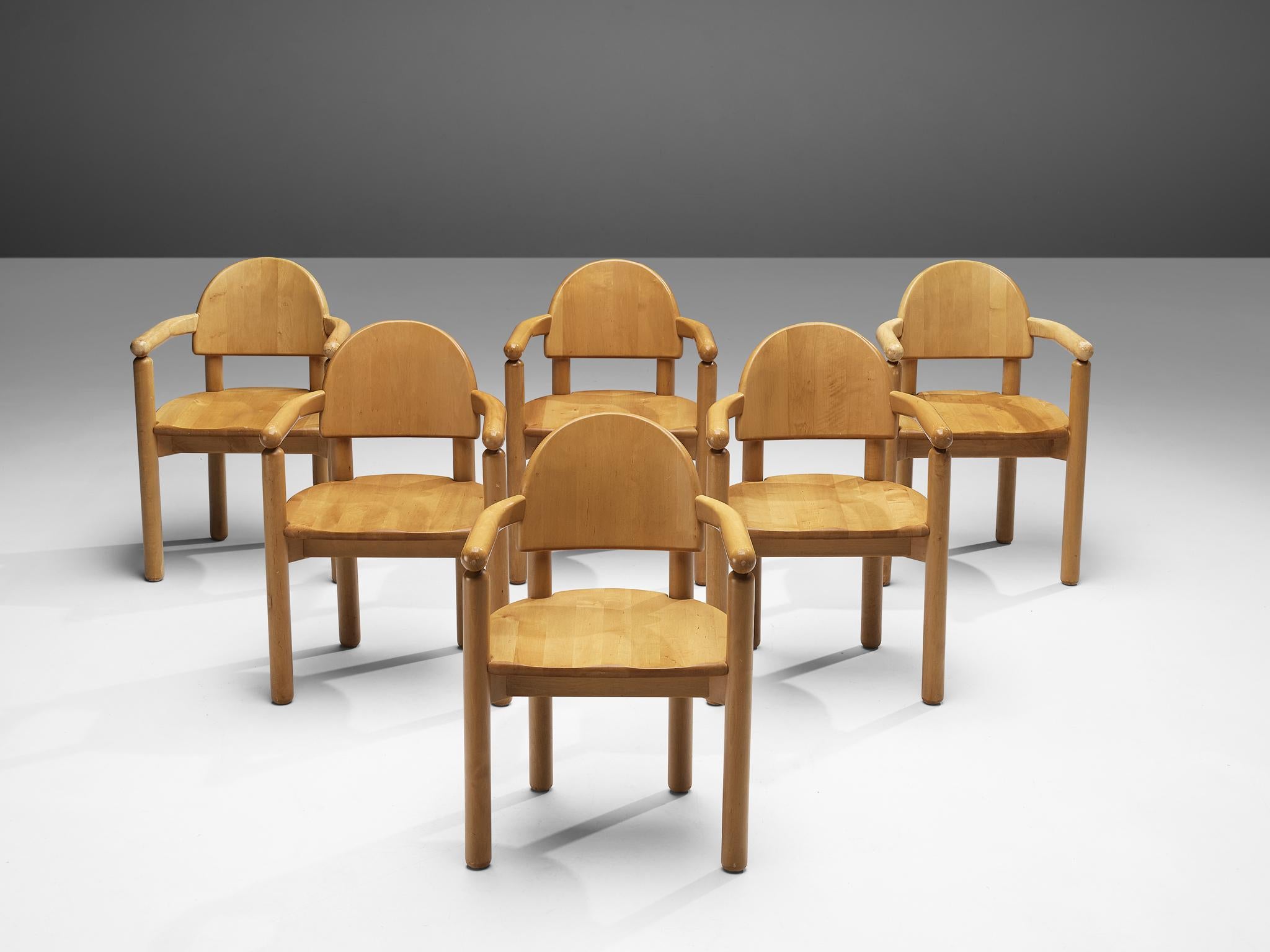 Rainer Daumiller Set of Six Dining Chairs in Solid Birch For Sale 1