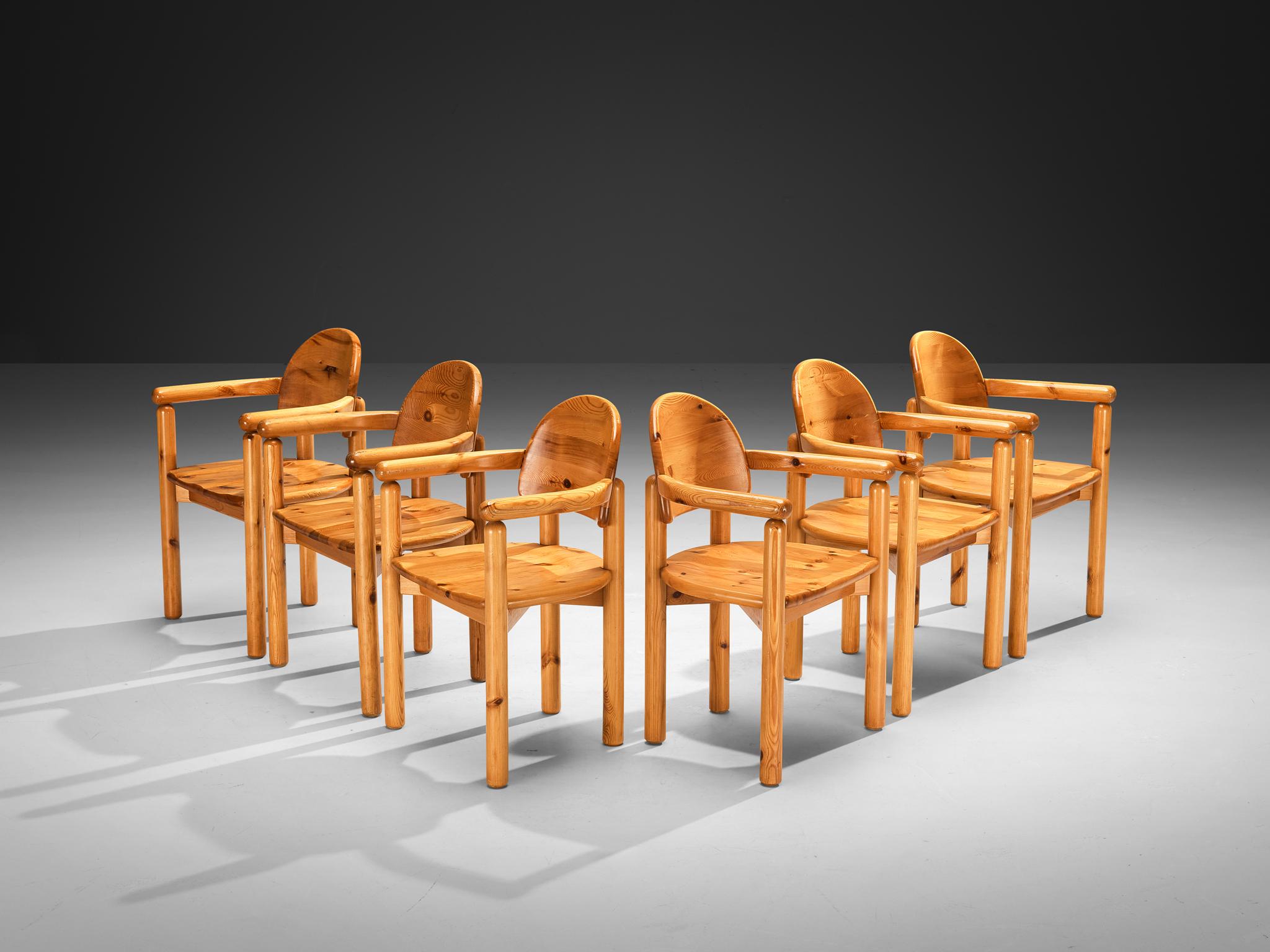 Set di sei sedie da pranzo in pino massiccio Rainer Daumiller in vendita 1