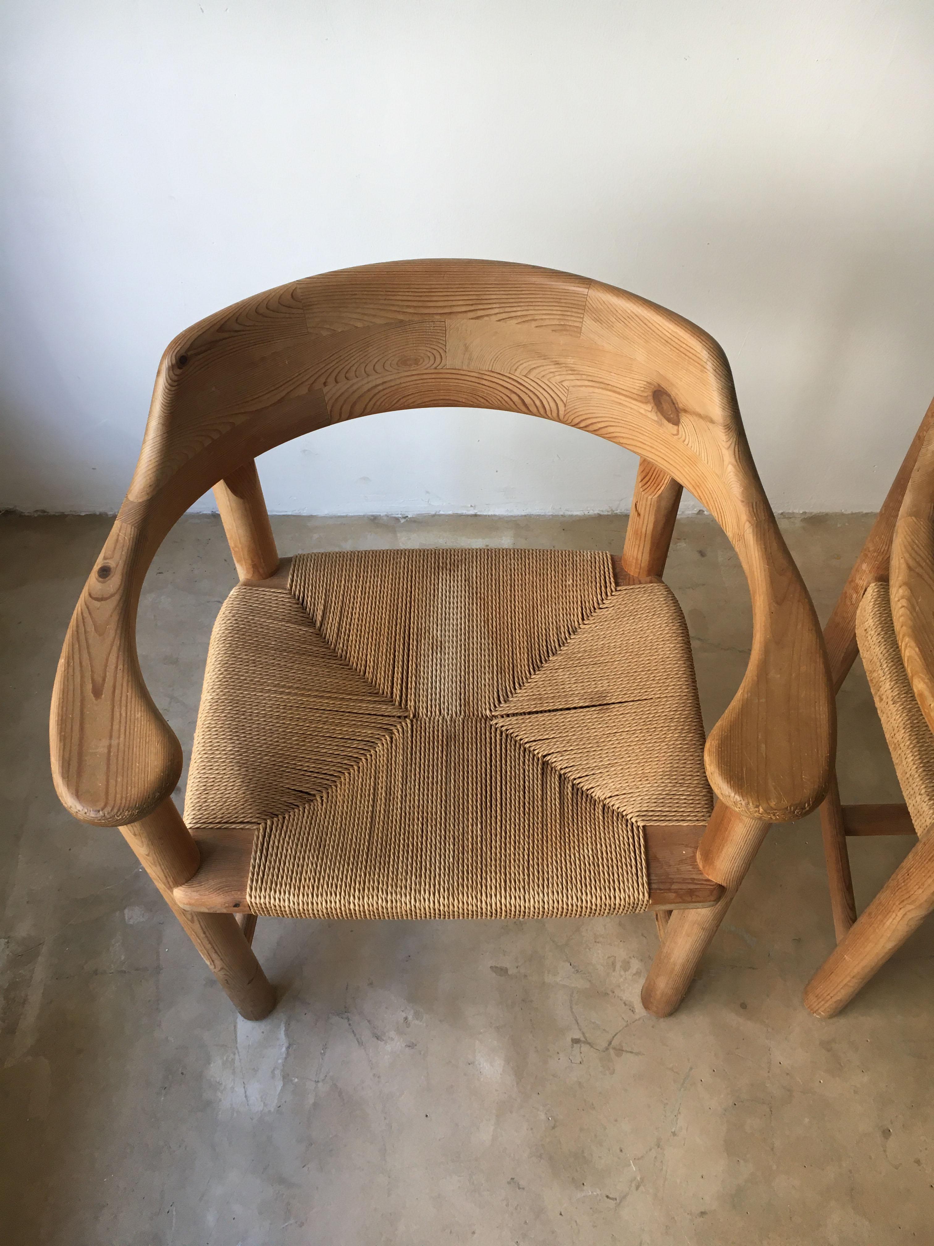 Rainer Daumiller Set of Six Pine and Cord Chairs, Denmark, 1970s 2