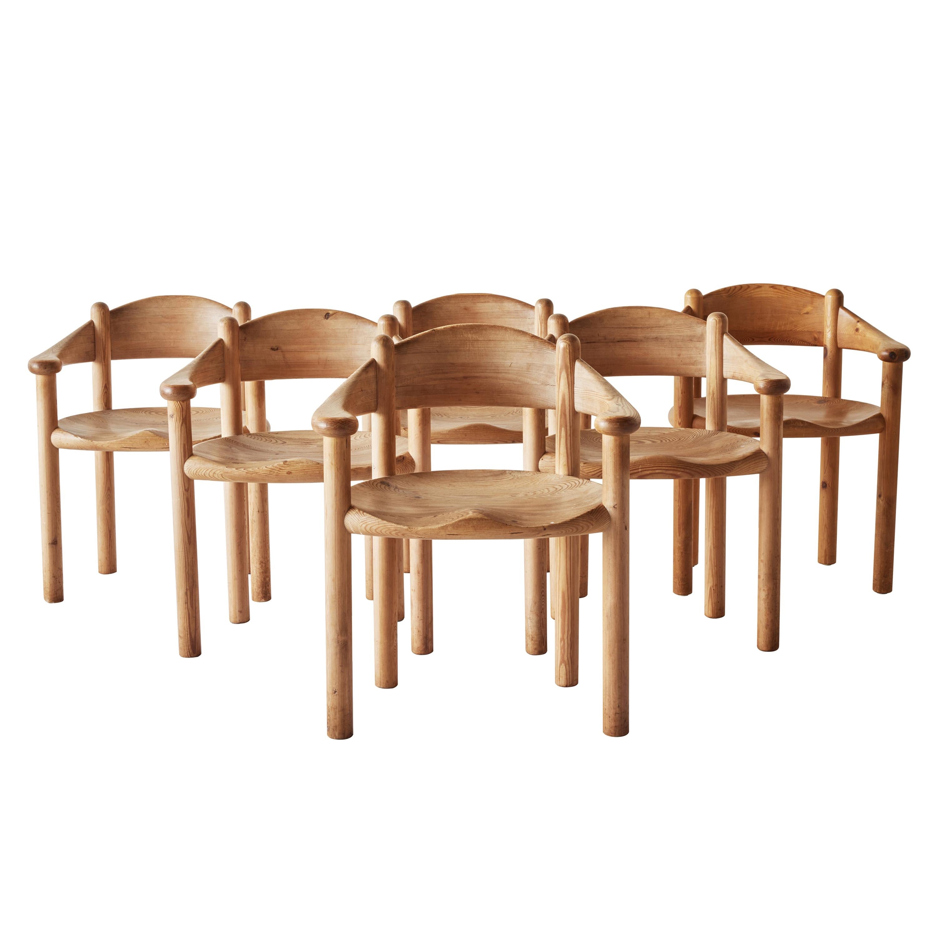 Rainer Daumiller Set of Six Pine Carver Chairs at 1stDibs