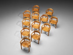 Set di dodici poltrone in pino massiccio Rainer Daumiller