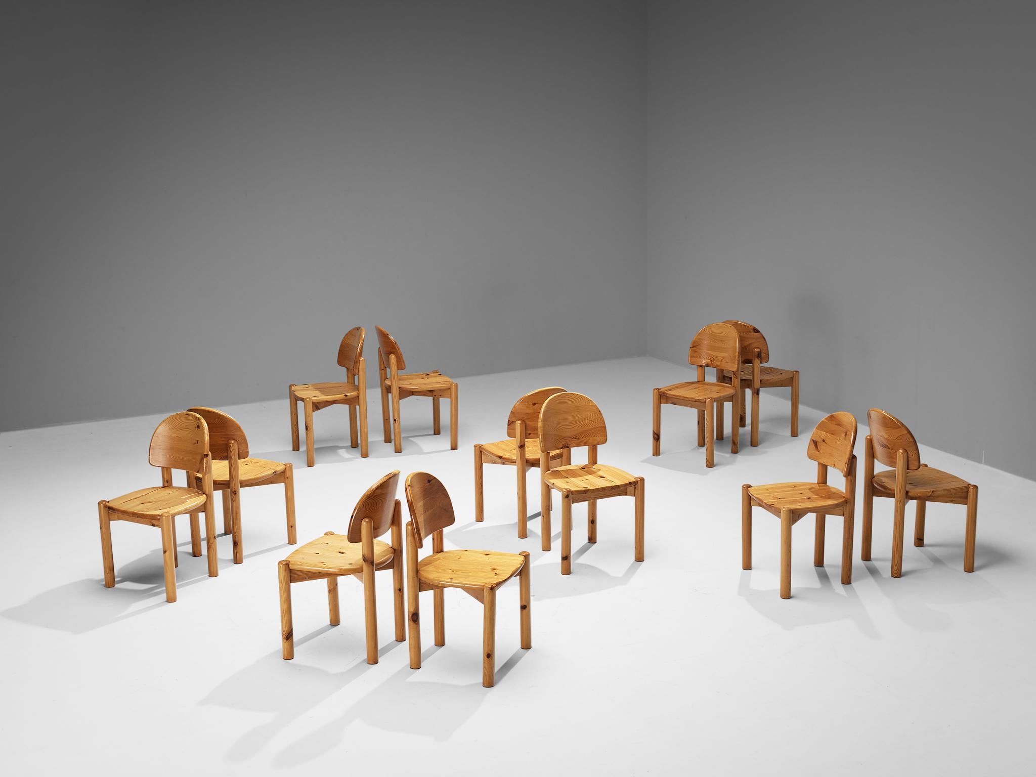 Late 20th Century Rainer Daumiller Set of Twelve Dining Chairs in Pine 