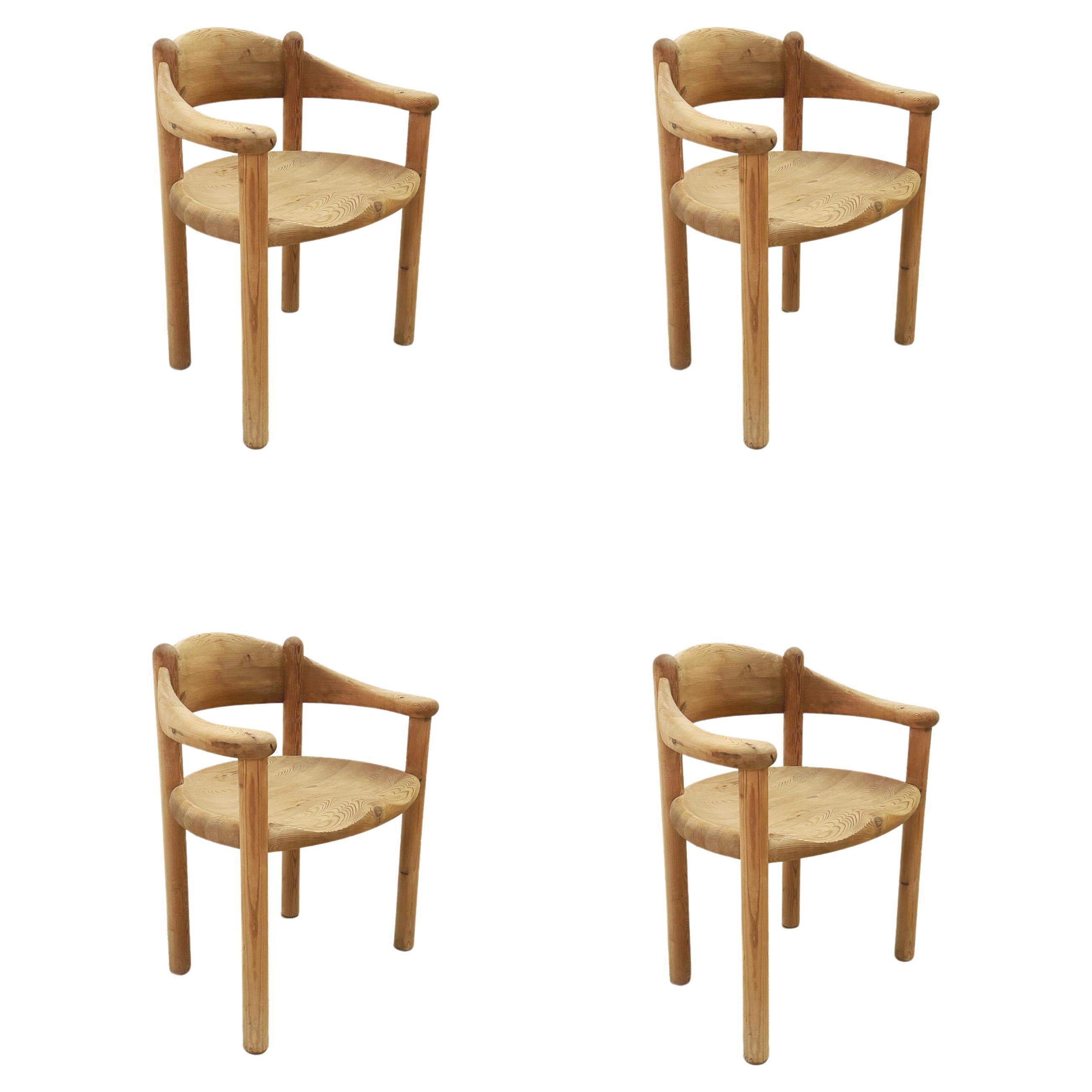 Rainer Daumiller Solid Pine Chairs, Set of 4, 1970s For Sale