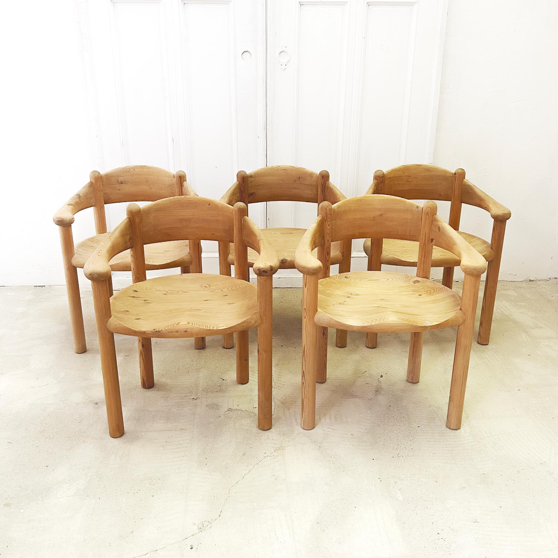 Rainer Daumiller Solid Pine Chairs, Set of 5, 1970s 3