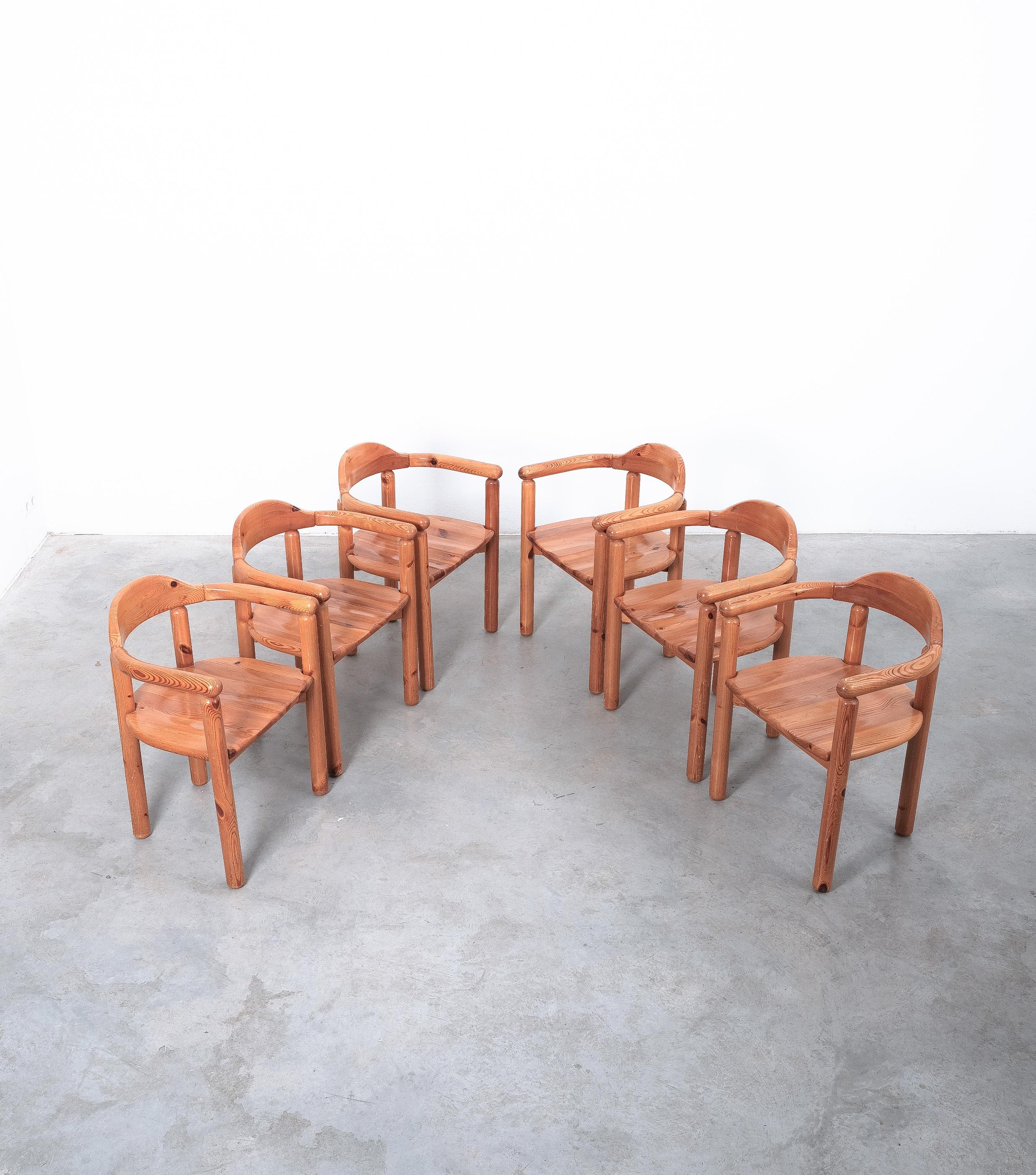 Rainer Daumiller Solid Pine Wood Dining Chairs '2' Danish Design, 1970 For Sale 6