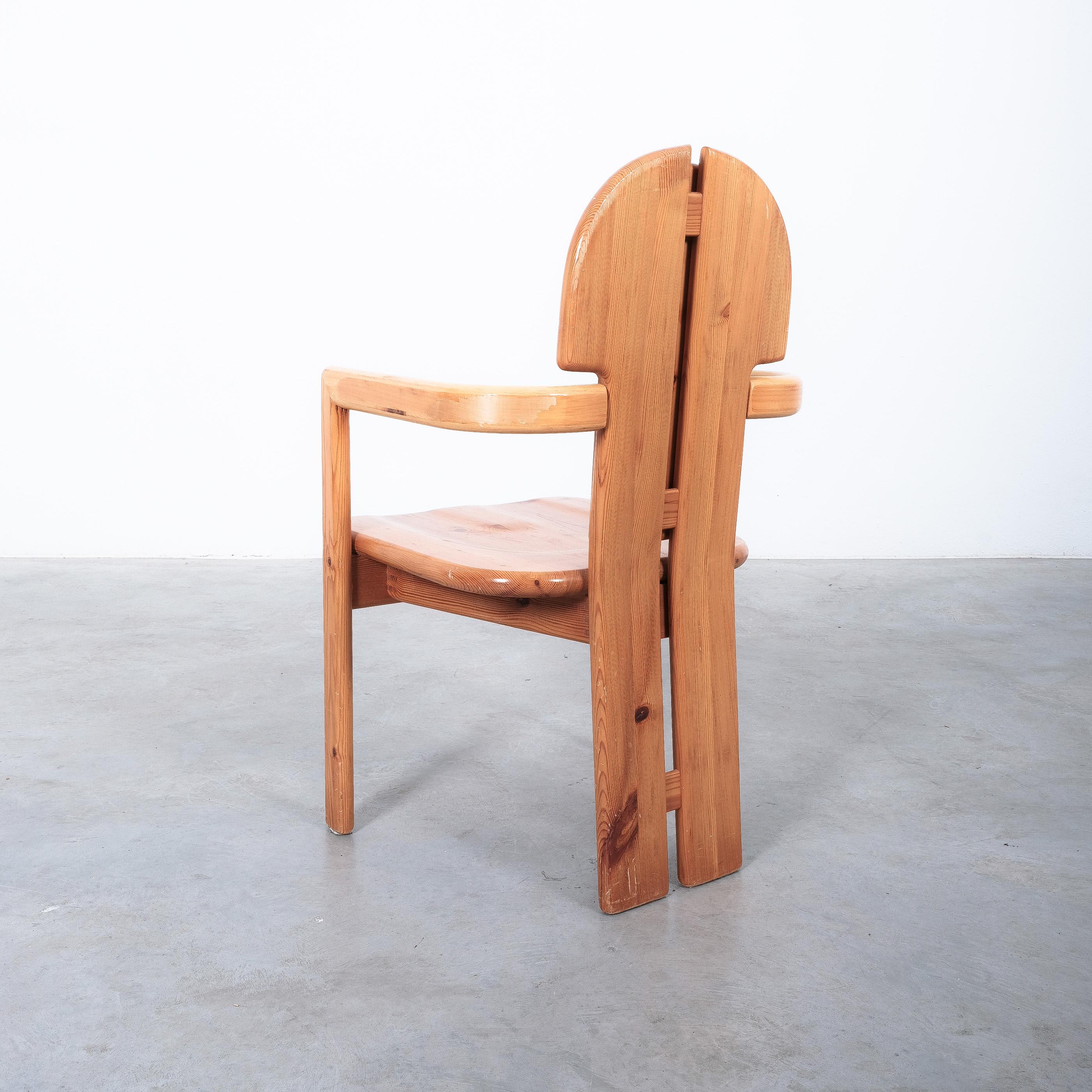 Late 20th Century Rainer Daumiller Solid Pine Wood Dining Chairs '2' Danish Design, 1970 For Sale