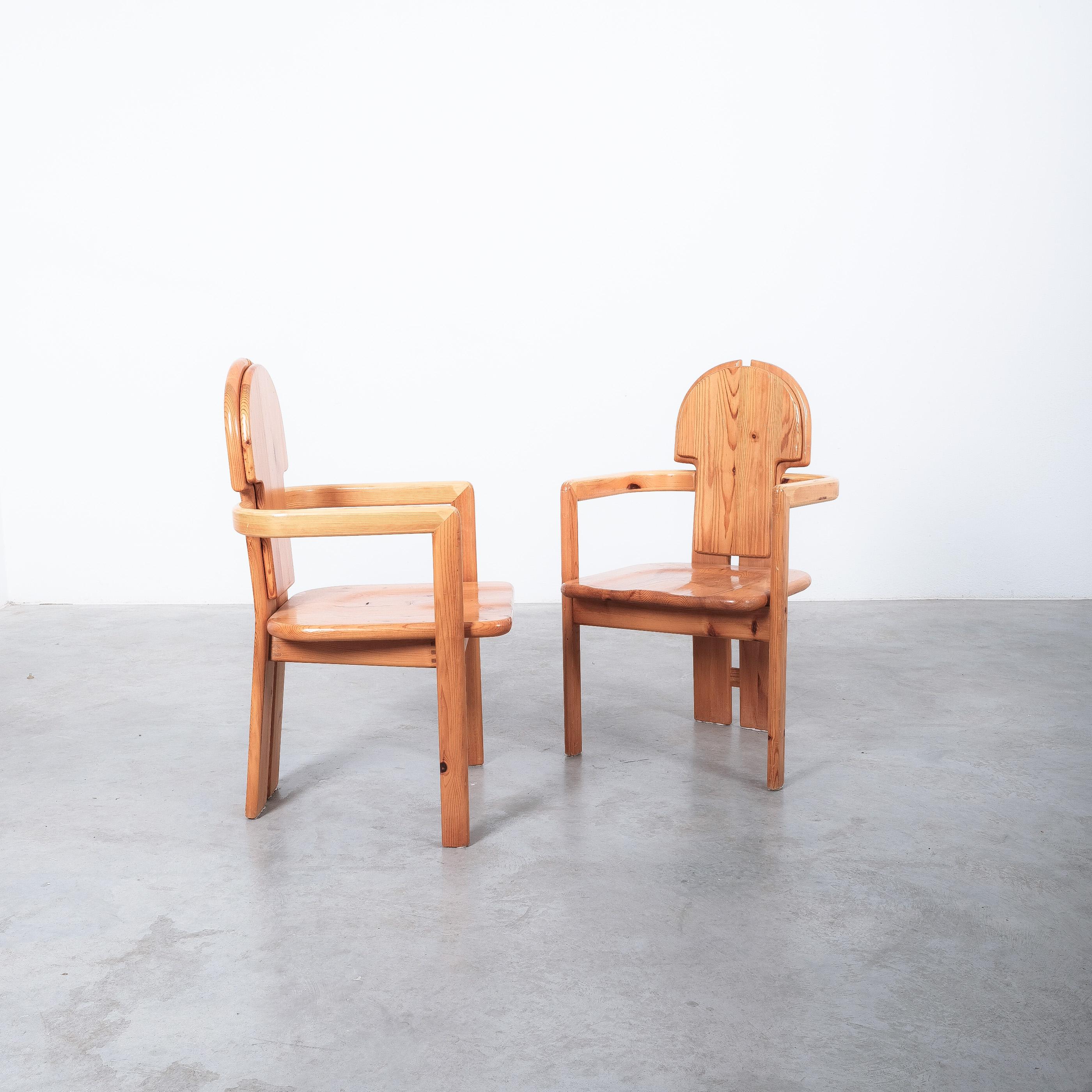 Rainer Daumiller Solid Pine Wood Dining Chairs '2' Danish Design, 1970 For Sale 3
