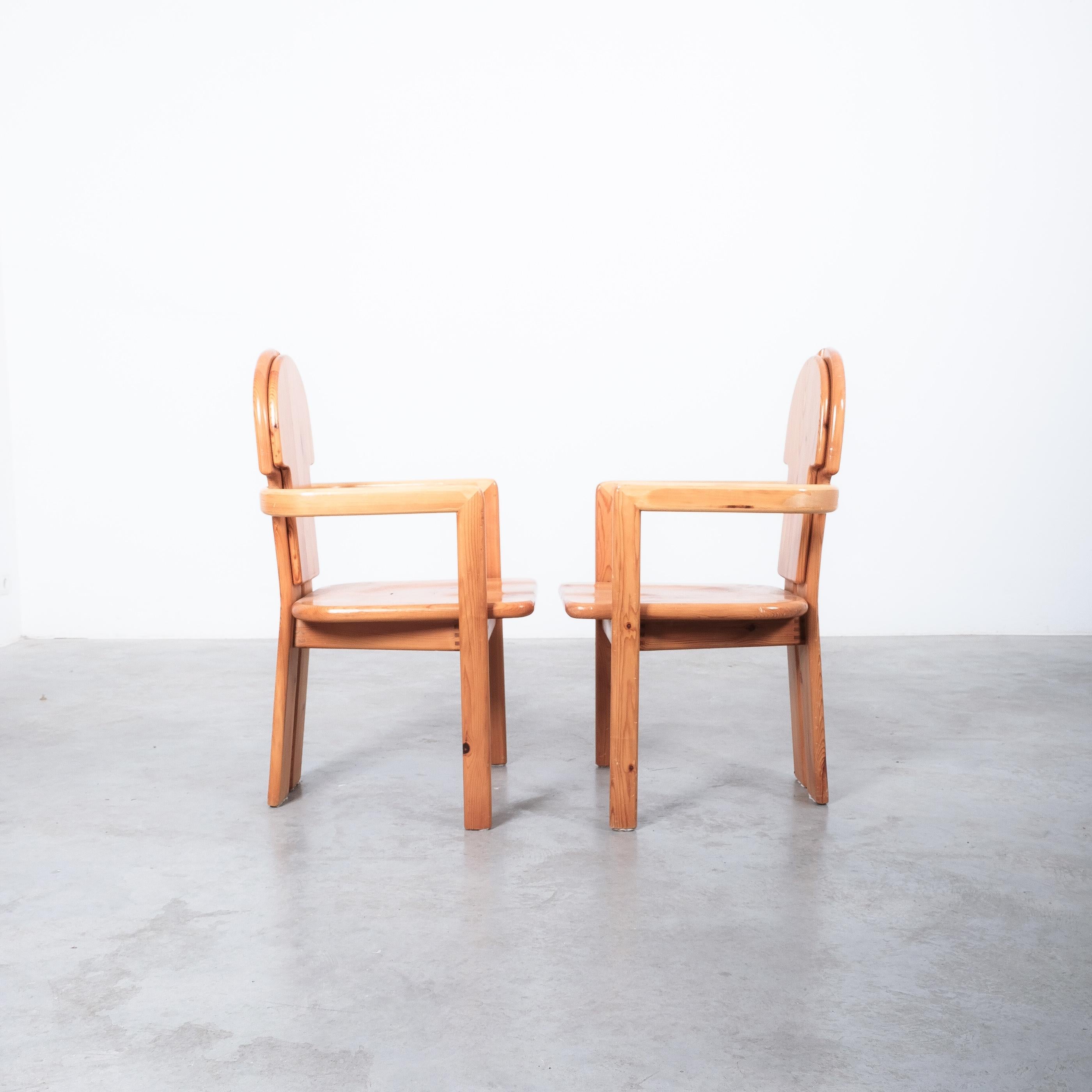 Rainer Daumiller Solid Pine Wood Dining Chairs '2' Danish Design, 1970 For Sale 4