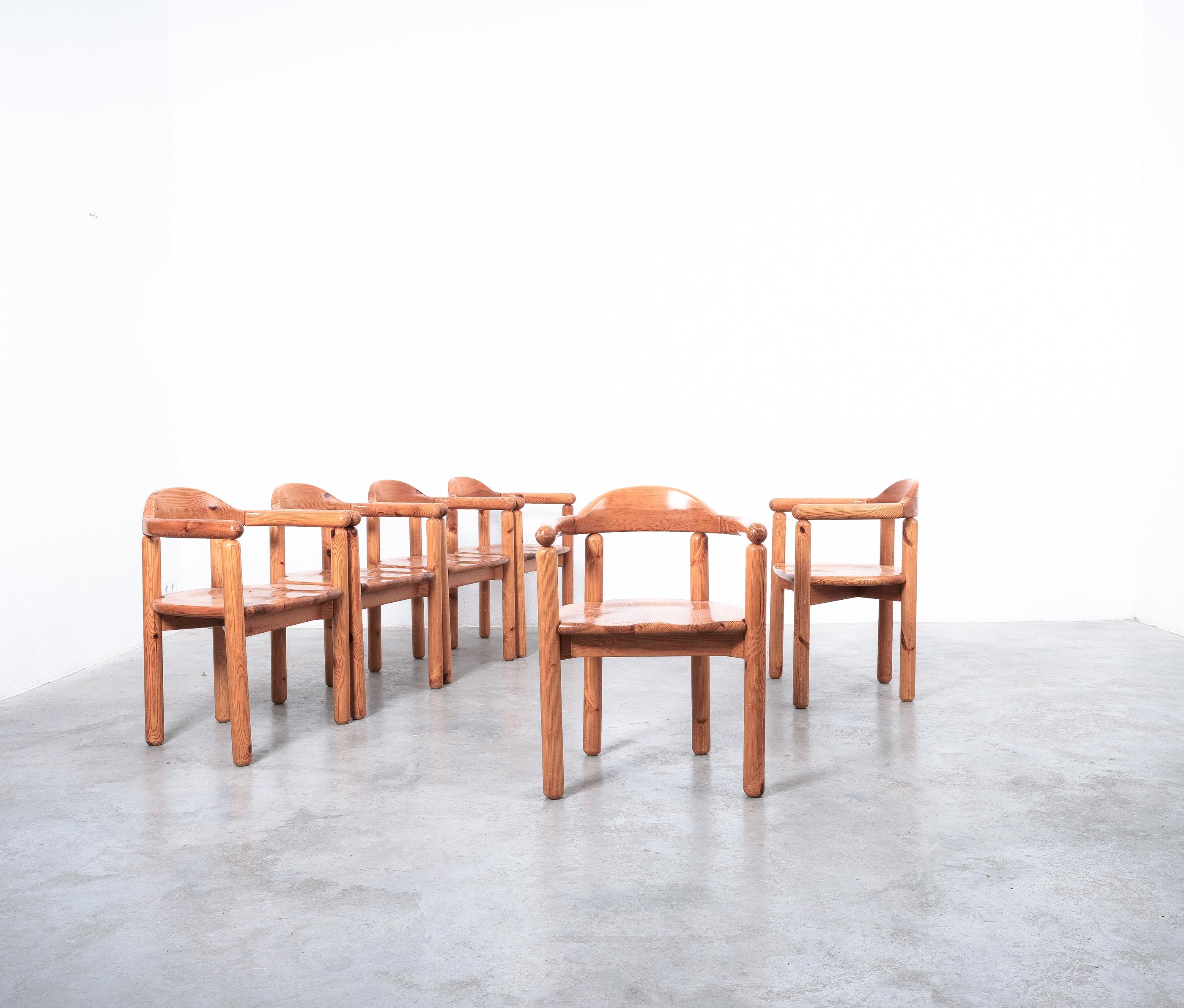 Rainer Daumiller Solid Pine Wood Dining Chairs '6' Danish Design, 1970 For Sale 6