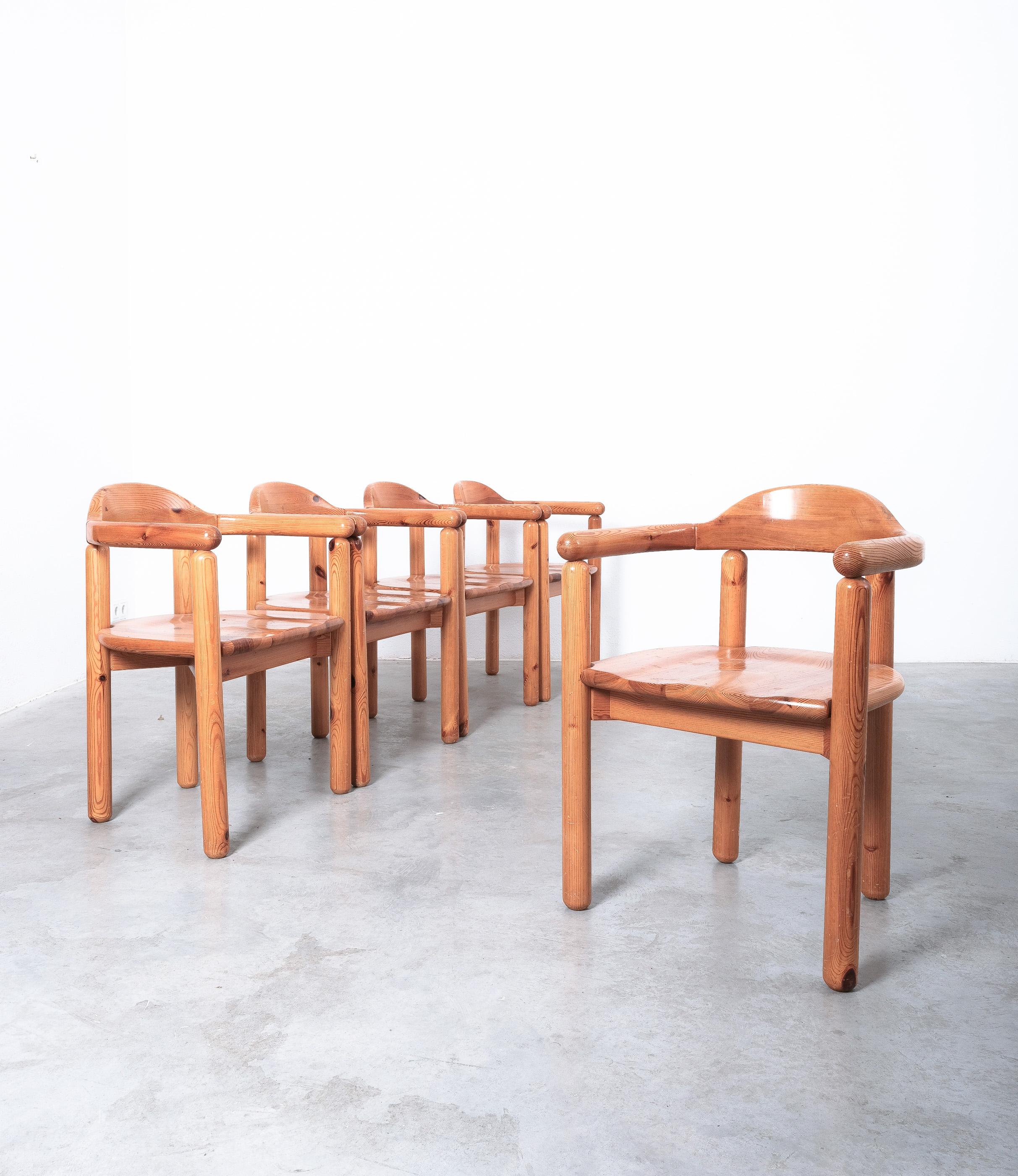 Late 20th Century Rainer Daumiller Solid Pine Wood Dining Chairs '6' Danish Design, 1970 For Sale