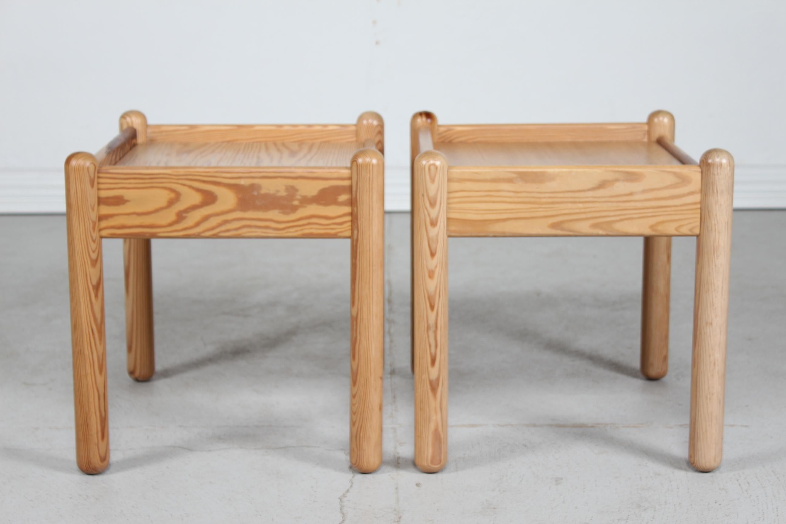 Woodwork Rainer Daumiller Style Pair of Side Tables of Solid Pine Denmark, 1970s For Sale