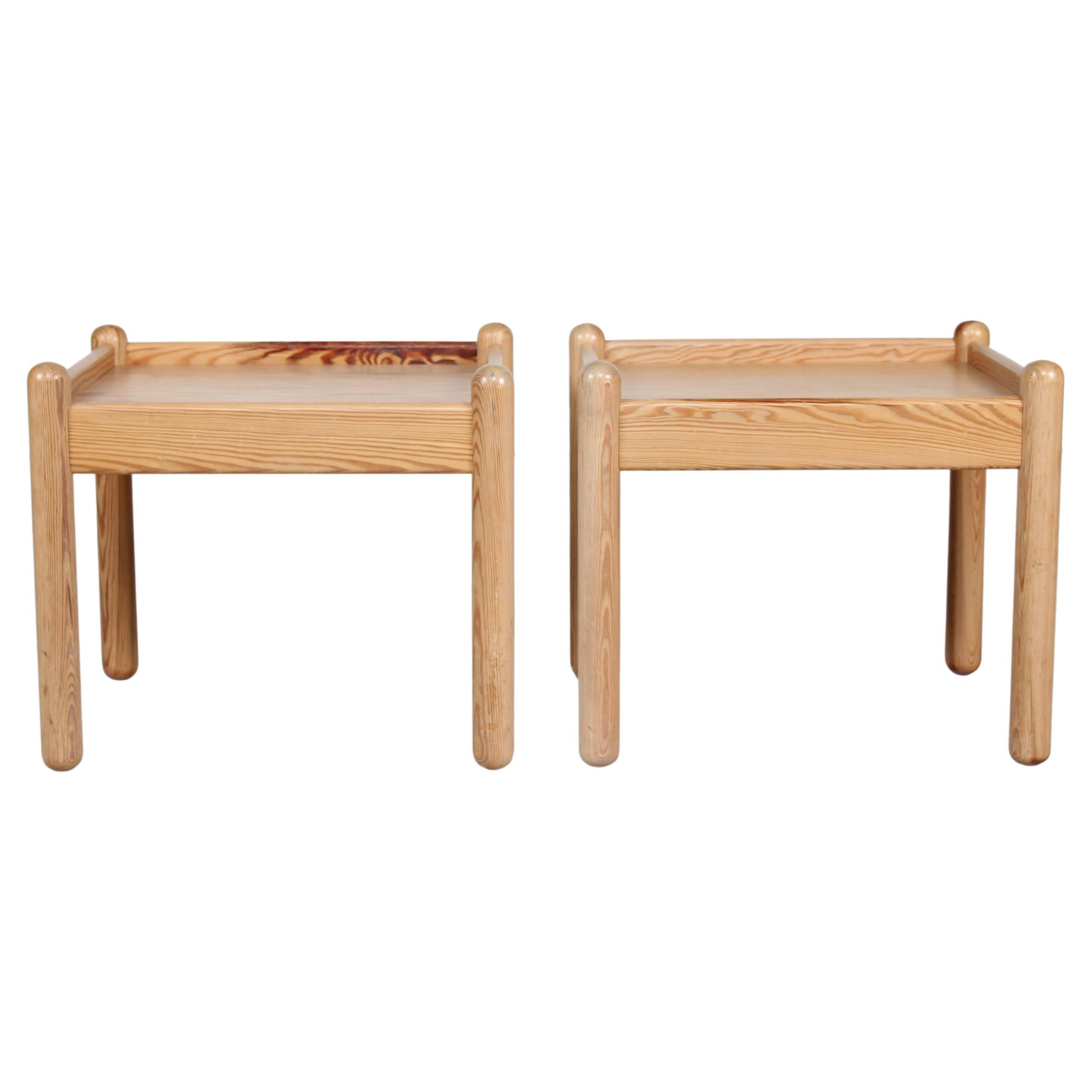 Rainer Daumiller Style Pair of Side Tables of Solid Pine Denmark, 1970s For Sale