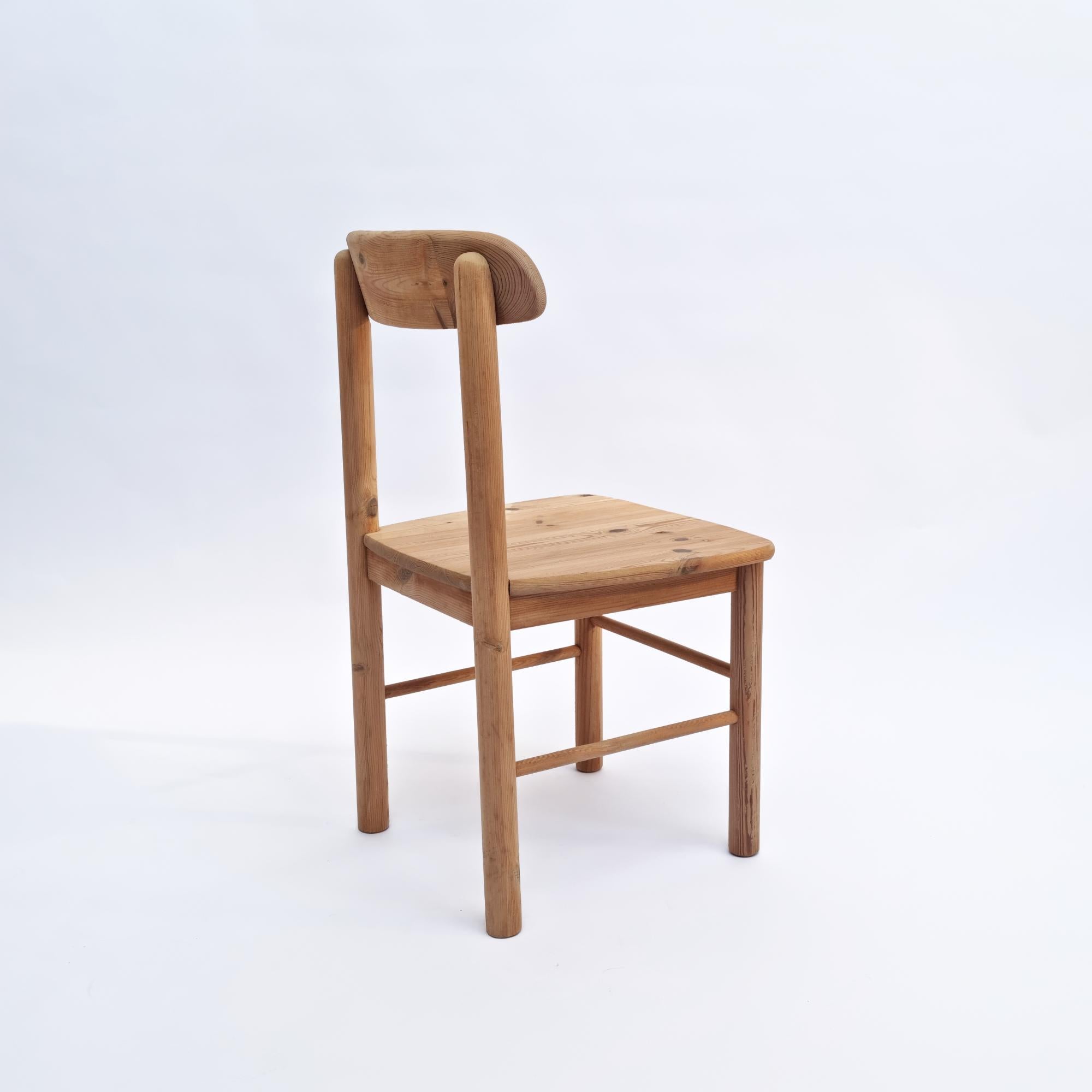 French Rainer Daumiller Style Pine Chair, 1970s '4 Pieces Available' For Sale