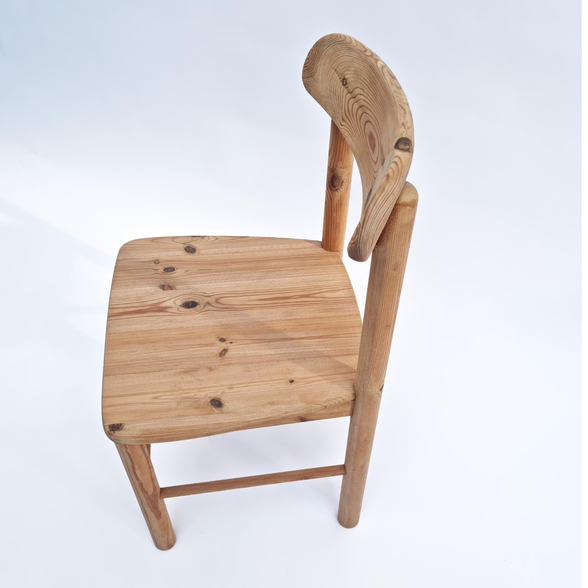 Rainer Daumiller Style Pine Chair, 1970s '4 Pieces Available' For Sale 1