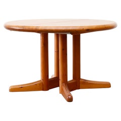 Rainer Daumiller Style Round-to-Oval Pine Dining Table with Leaf