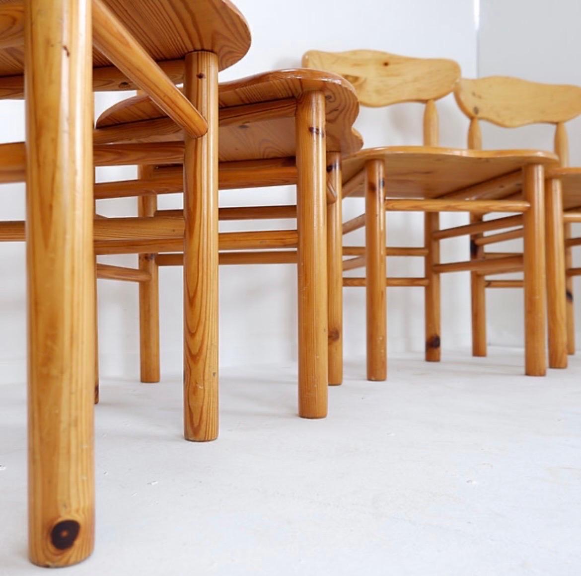 Set di 4 sedie brutaliste in pino in stile Rainer Daumiller in vendita 1