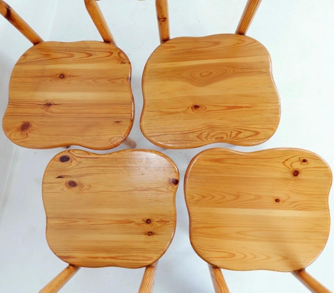Set di 4 sedie brutaliste in pino in stile Rainer Daumiller in vendita 3