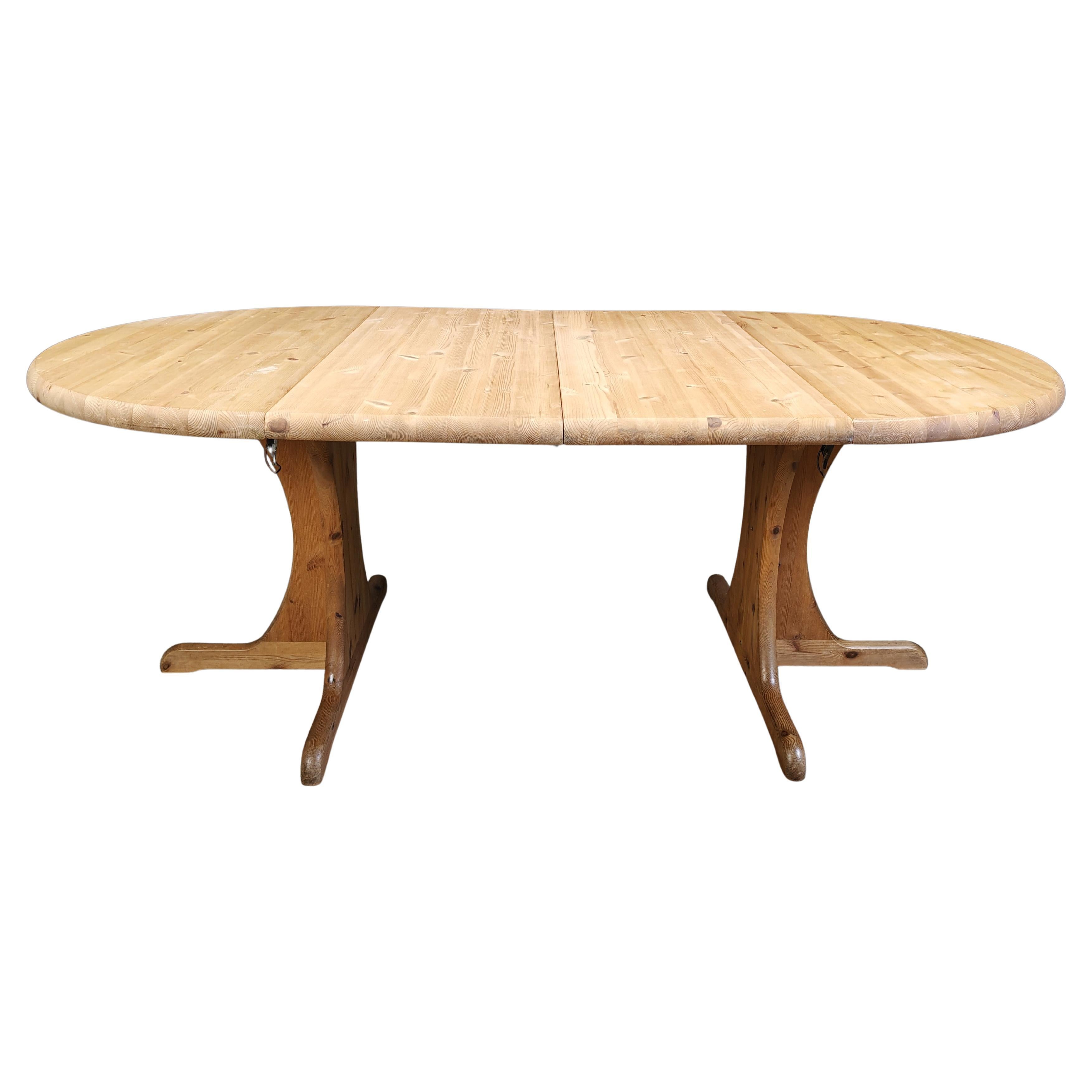 Table de salle à manger extensible en pin de style XL de Rainer Daumiller, 1970