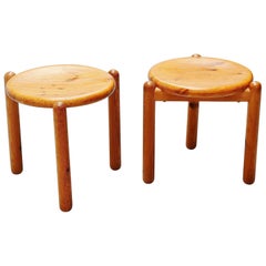 Rainer Daumuller Stools Set in Pine, Denmark, 1970