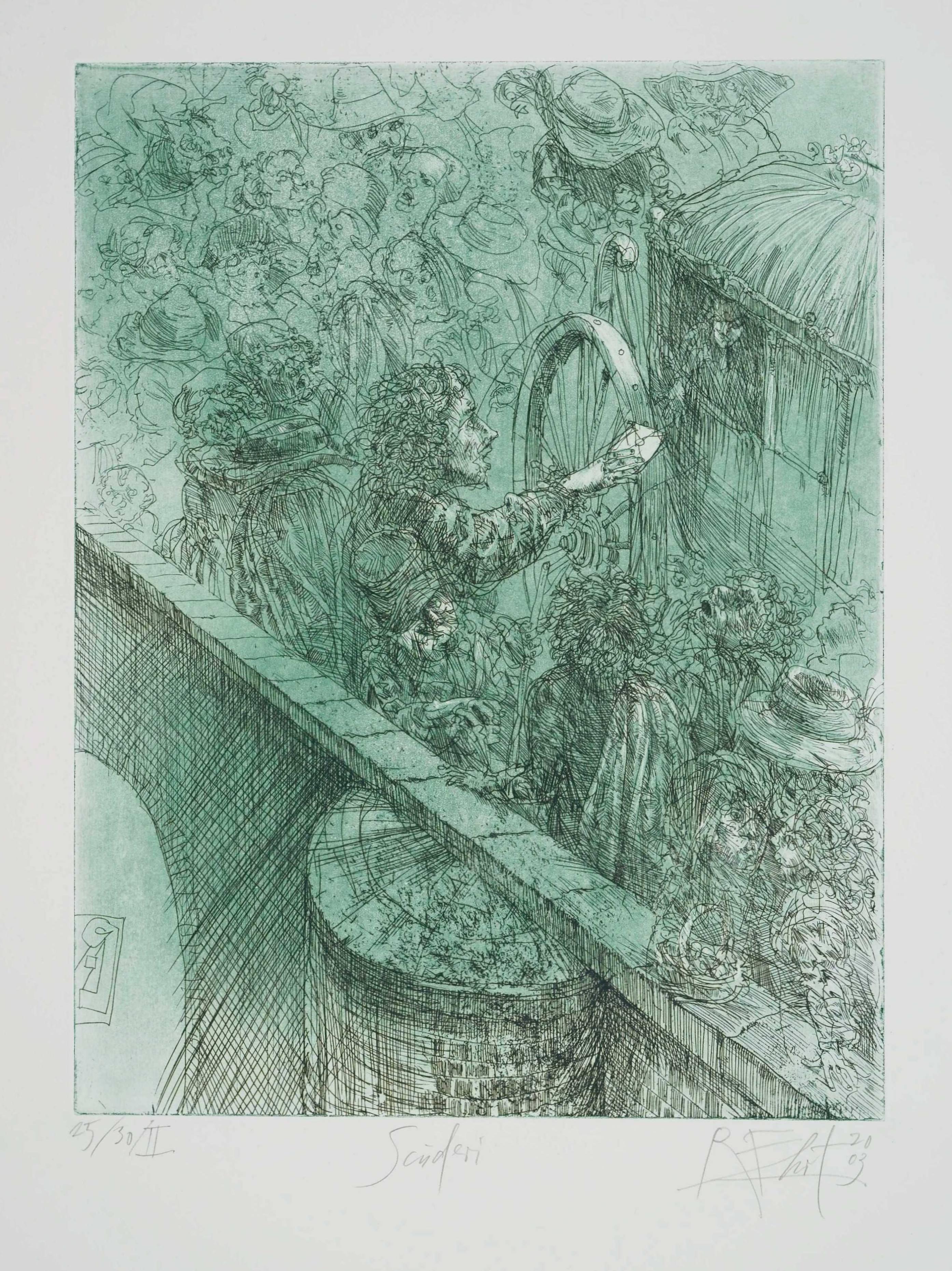 Carpeta gráfica para E. T. A. Hoffmann 'Señorita de Scuderi', 2003 - Figurative Print Rojo de Rainer Ehrt