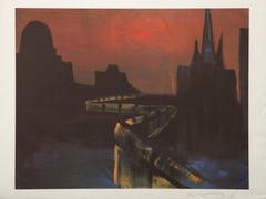 Berliner Mauer, signierte moderne Lithografie von Rainer Fetting