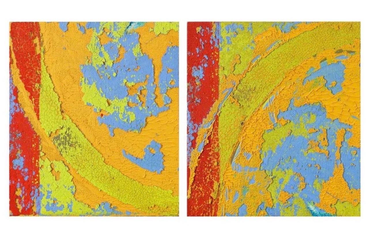 Contatto Pittura Gemelli Dittico Espressionista Astratto OIl Pittura Rainer Gross in vendita 3