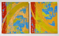 Contact Painting Twins Abstract Expressionist Diptych OIl Painting Rainer Gross 