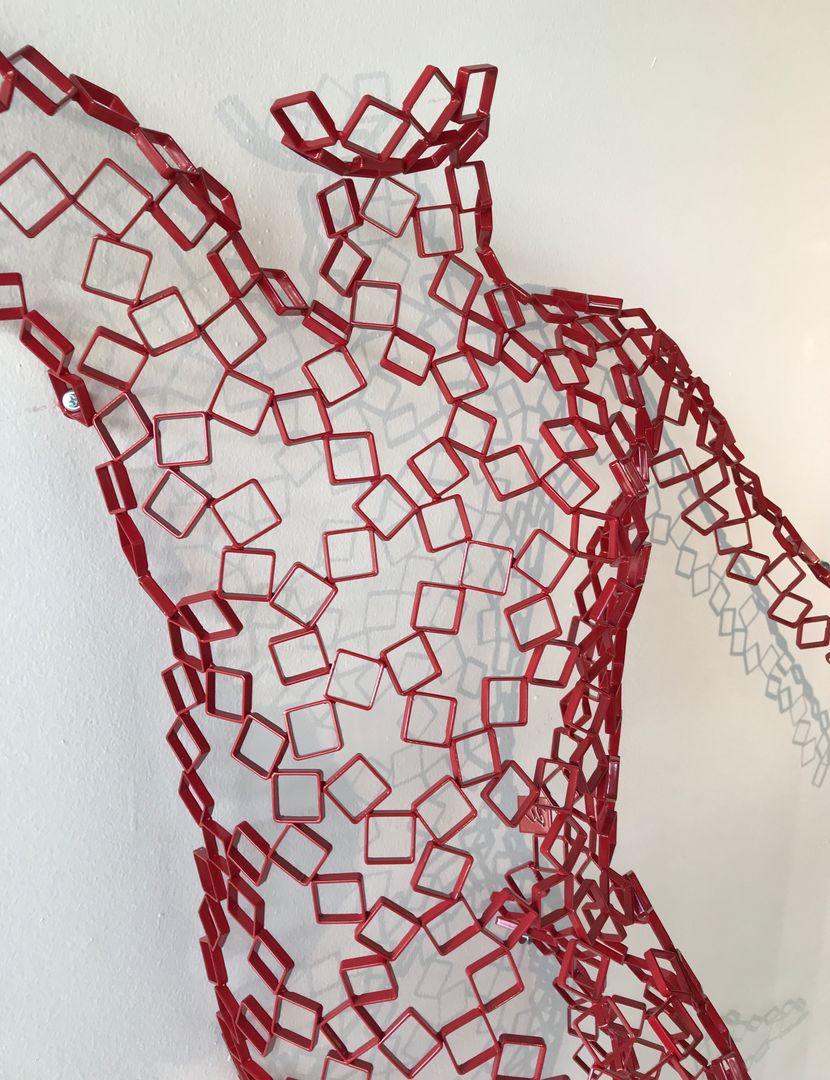 Dancer Ashley - Red - Gray Figurative Sculpture by Rainer Lagemann
