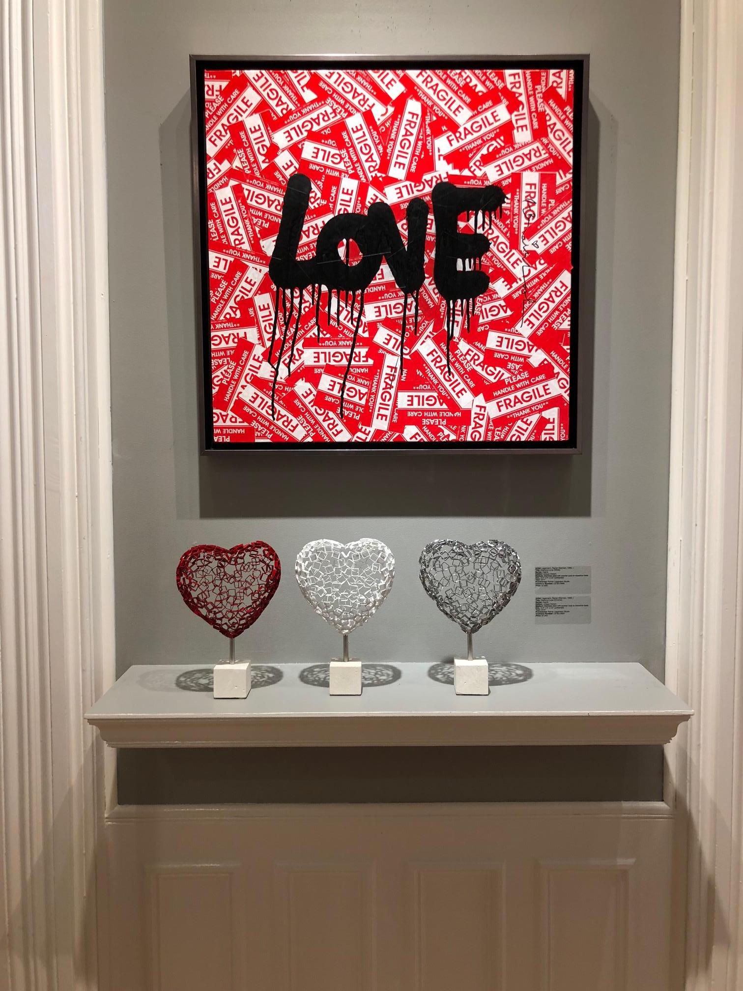 Artist:  Lagemann, Rainer
Title:  Diamond Love (heart)
Date:  2018
Medium:  Stainless steel with powder coat on travertine base
Unframed Dimensions:  9.5