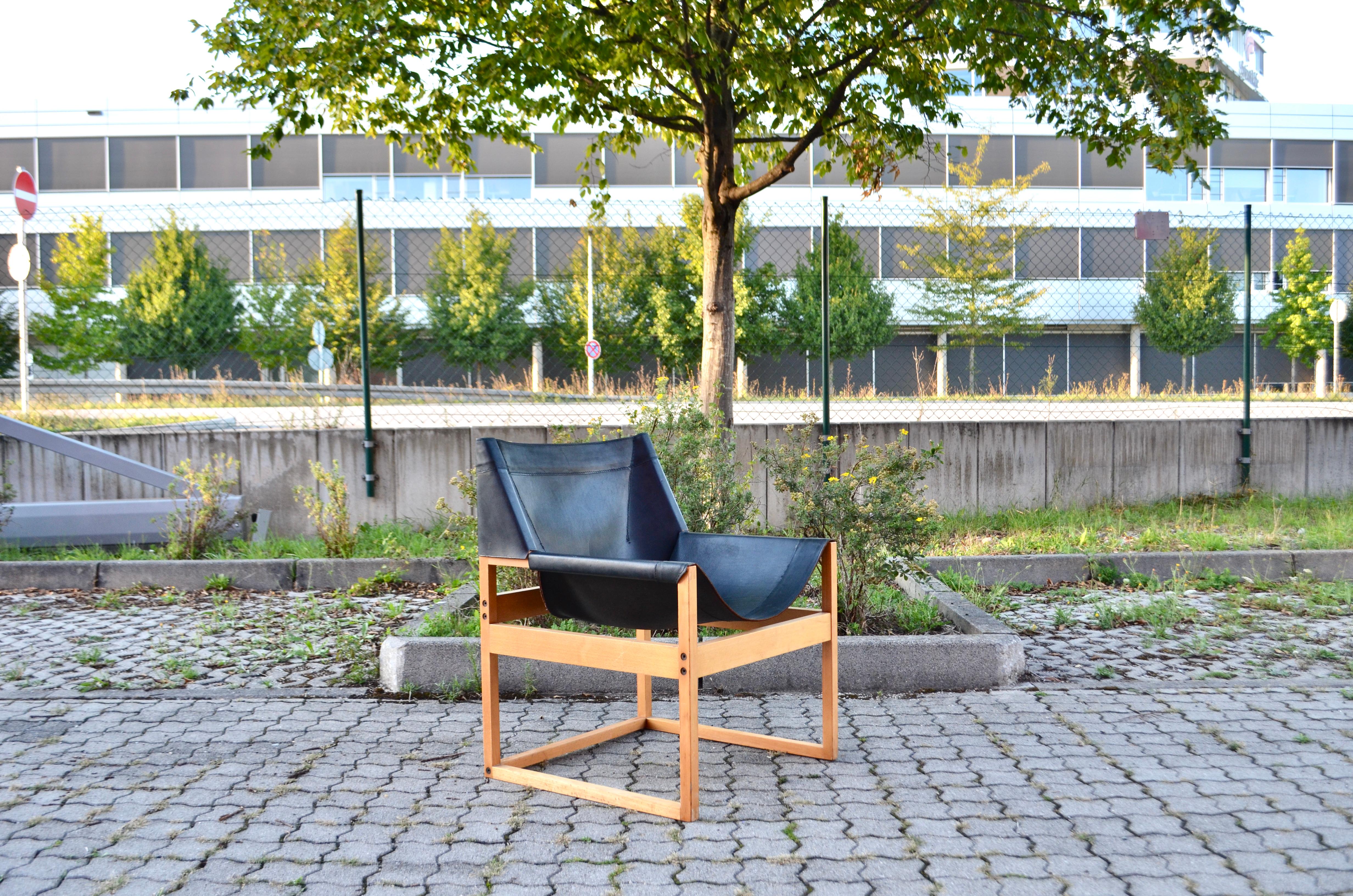 Beech Rainer Schell for Schlapp Möbel Modell Canto Shell Chair Saddle Leather, 1964 For Sale