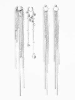 Rainfallia Ear Set in Sterling Silver, Zirconia Studs & Glass Crystals by O Sh