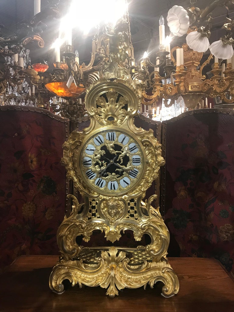 Raingo Freres Gilt Bronze Clock For Sale 2