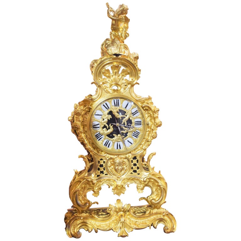 Raingo Freres Gilt Bronze Clock For Sale