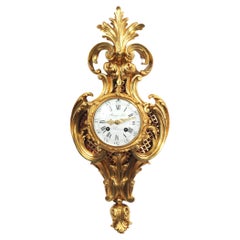 Regengo Freres Louis XV Rokoko Antike französische vergoldete Bronze-Wanduhr