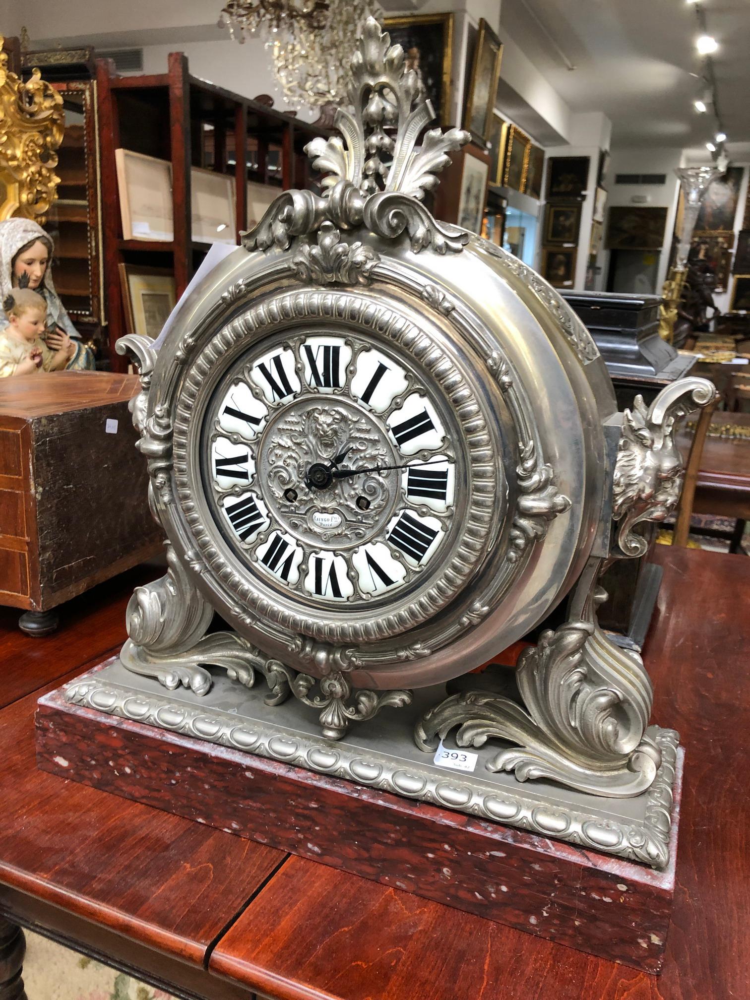 Neoclassical Raingo Freres Mantle Clock For Sale