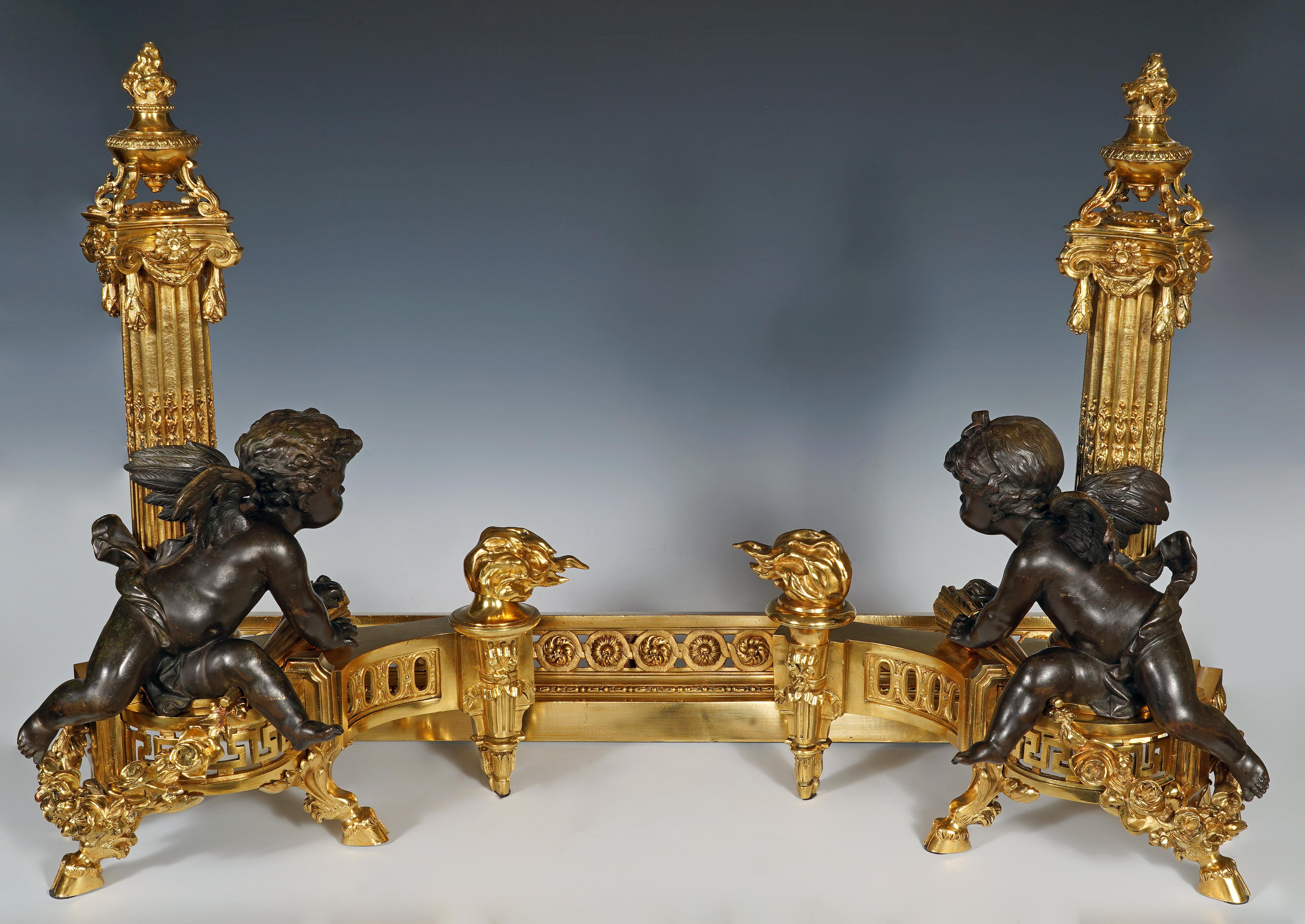 Raingo Frères, Paar Andirons, Frankreich, um 1870 (Französisch) im Angebot