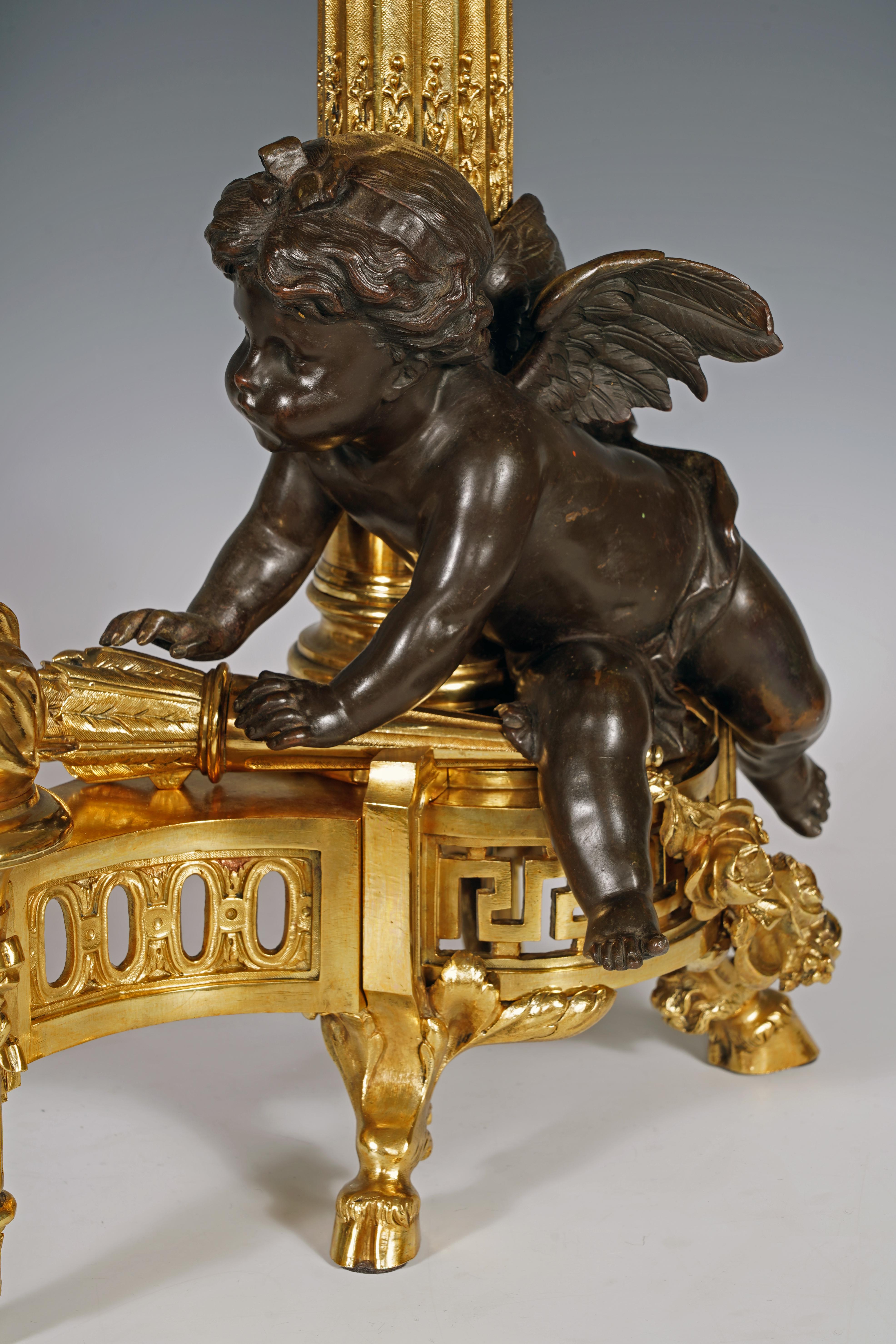 Raingo Frères, Paar Andirons, Frankreich, um 1870 im Zustand „Gut“ im Angebot in PARIS, FR