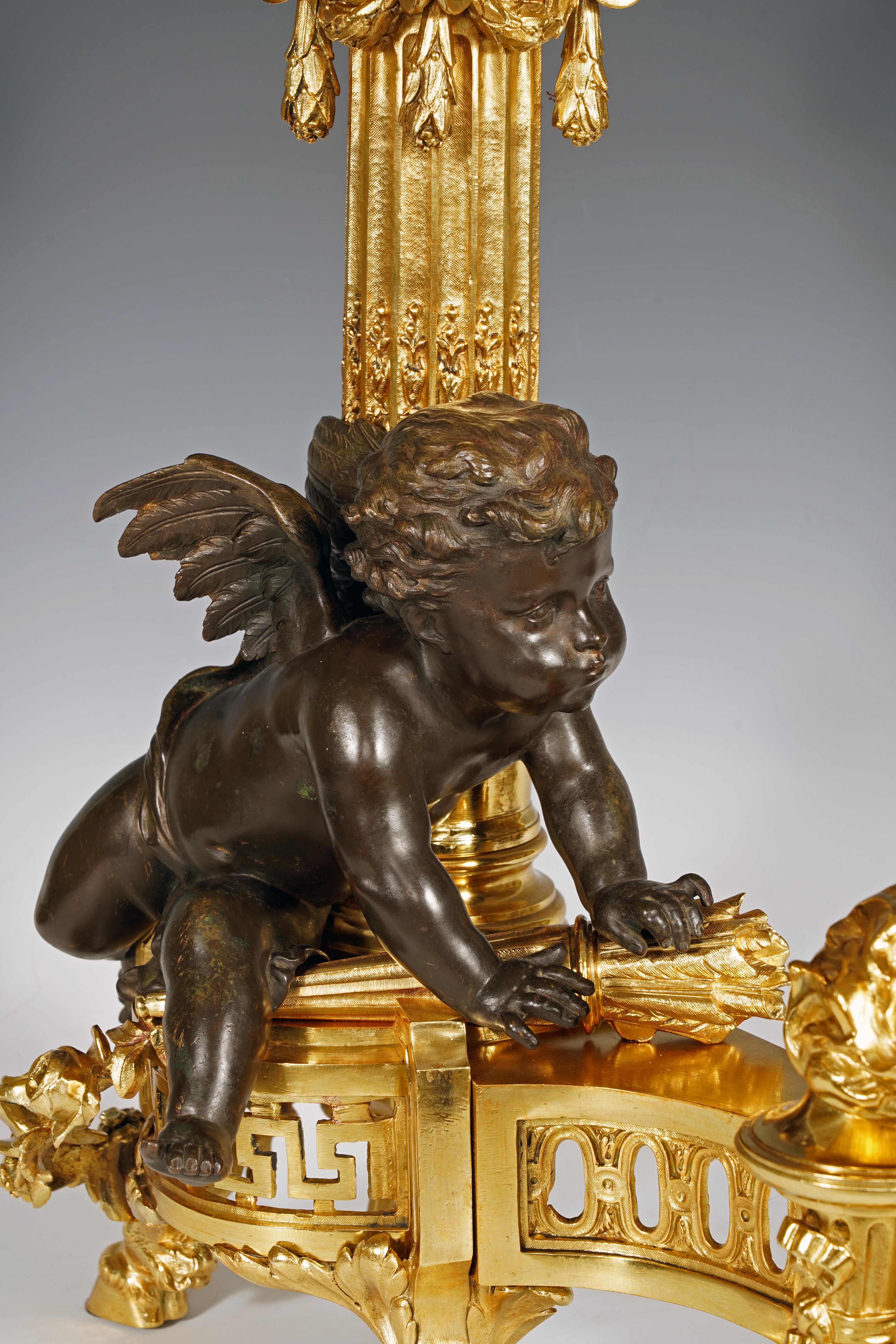 Raingo Frères, Paar Andirons, Frankreich, um 1870 (Mittleres 19. Jahrhundert) im Angebot