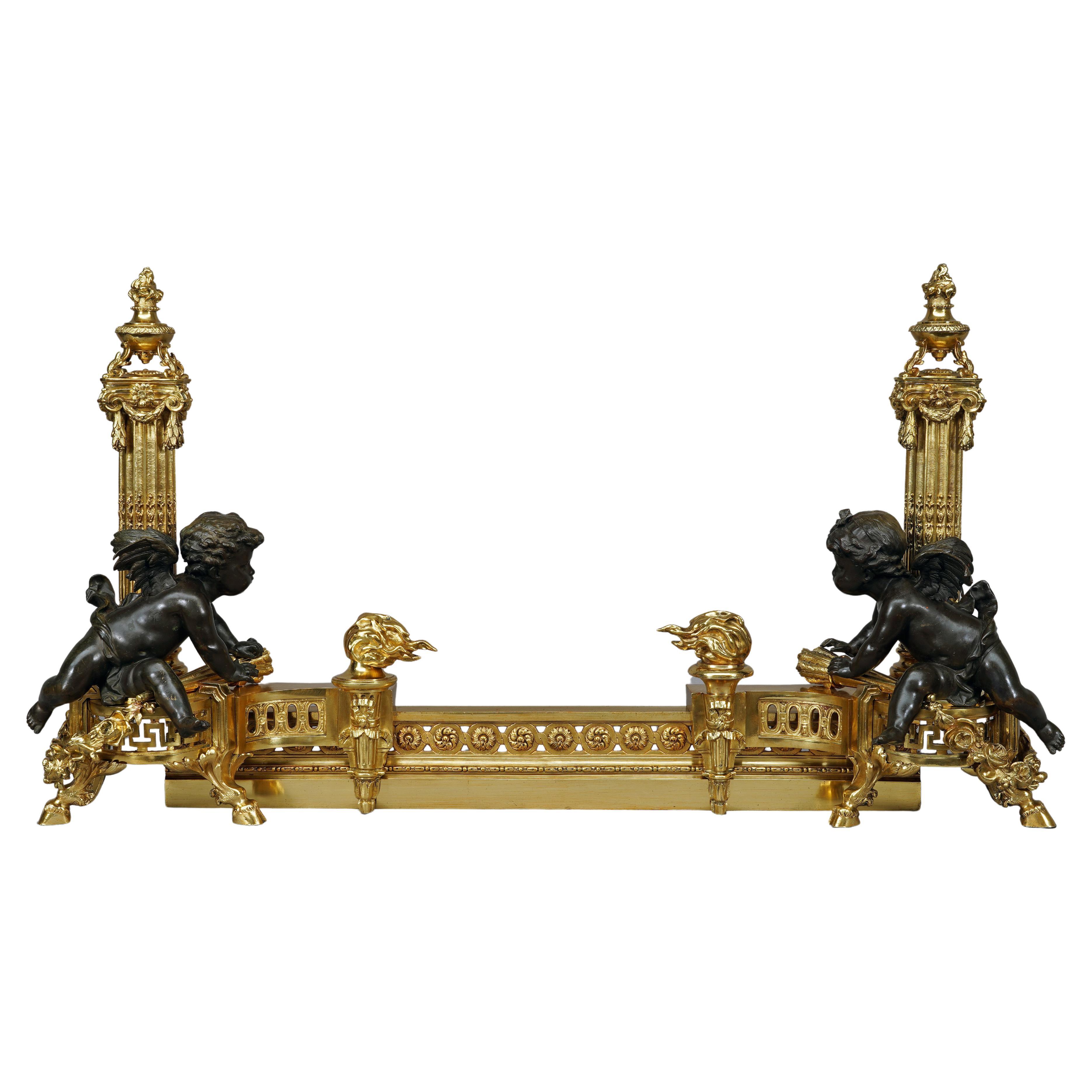 Raingo Frères, Paar Andirons, Frankreich, um 1870 im Angebot