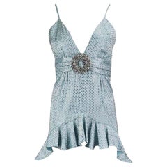Raisa Vanessa Ruffled Embellished Satin Dress FR 36 UK 8 