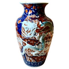 Antique Raised Dragon Imari Vase