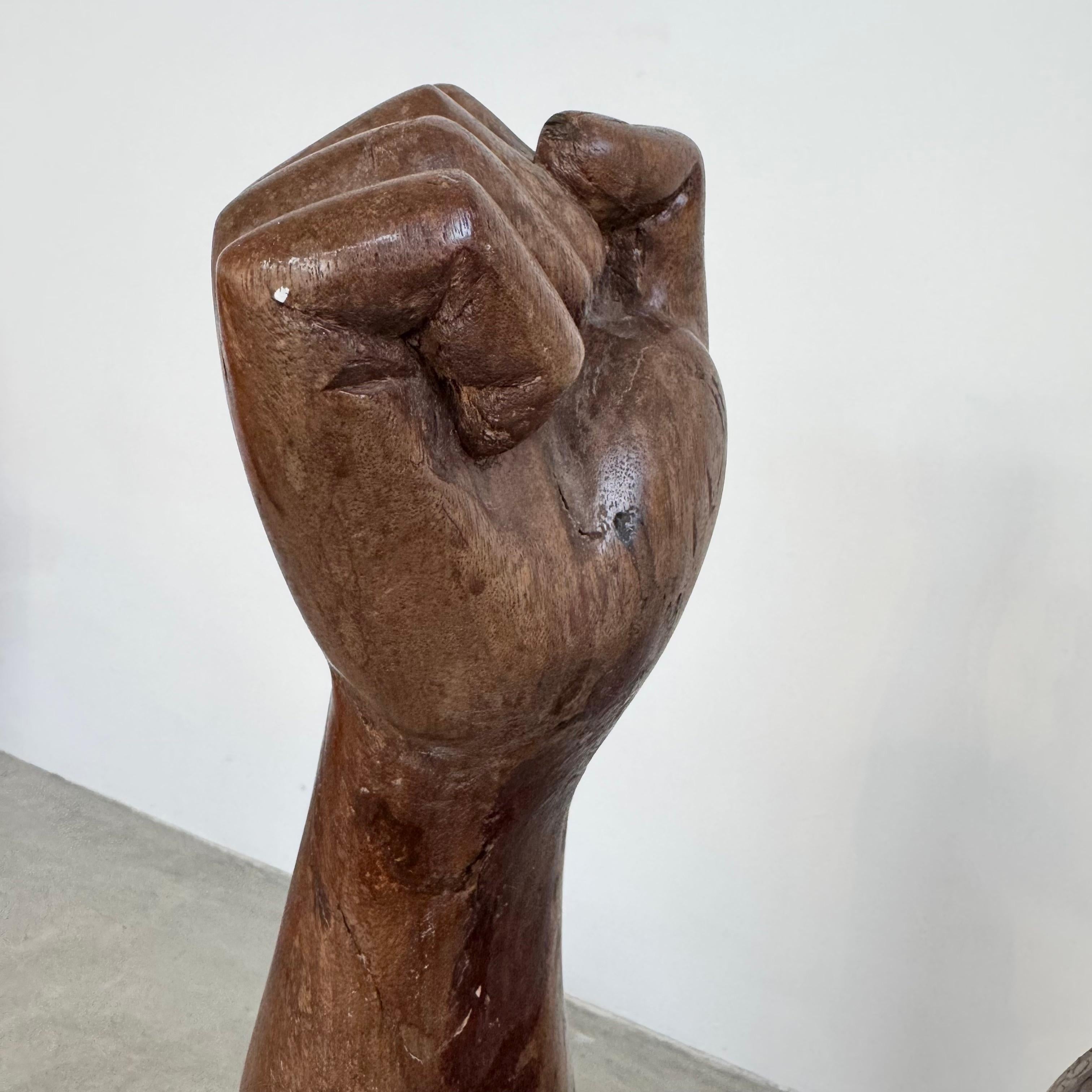 Raised Fist Wood Carving, 1977 USA For Sale 7