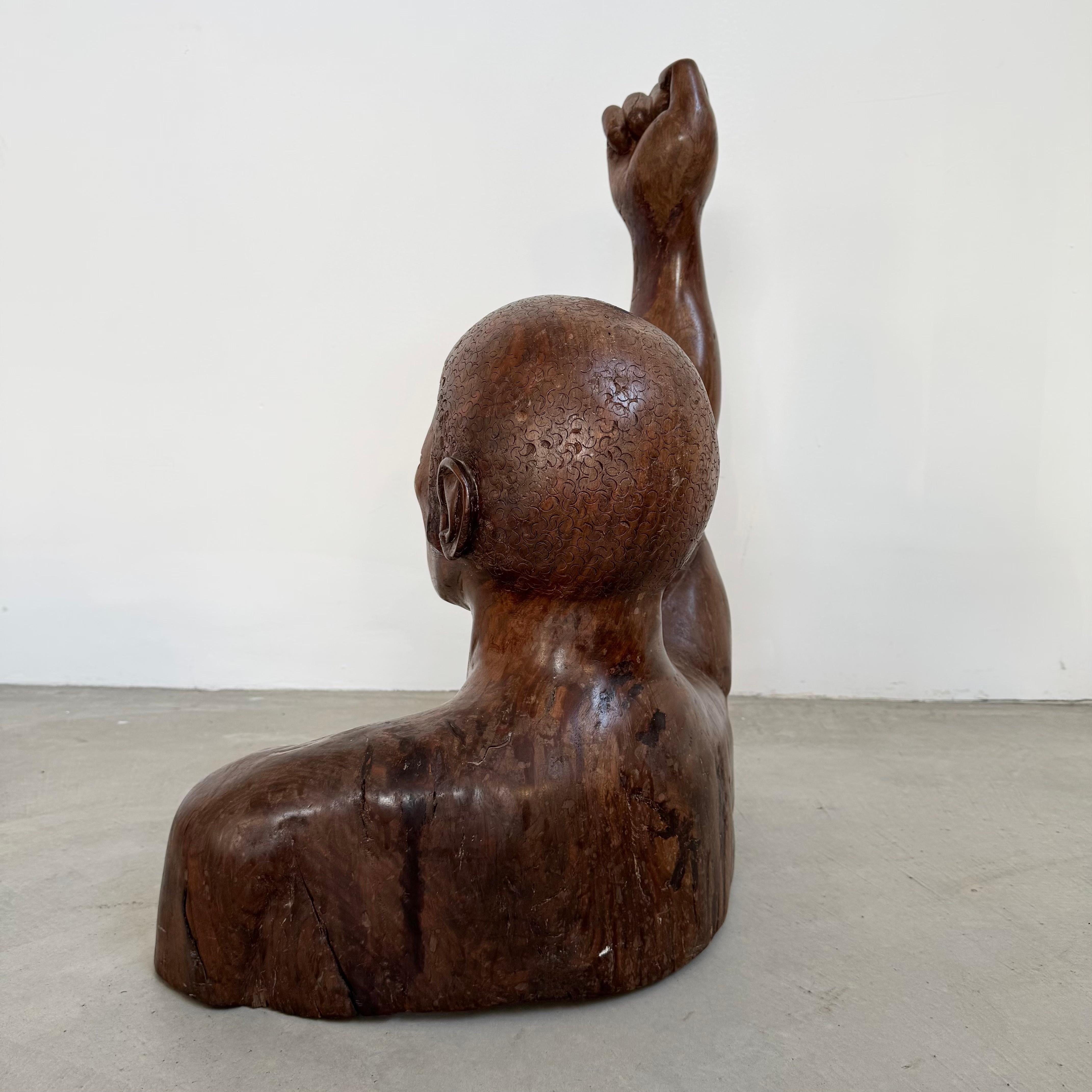 Raised Fist Wood Carving, 1977 USA In Good Condition For Sale In Los Angeles, CA