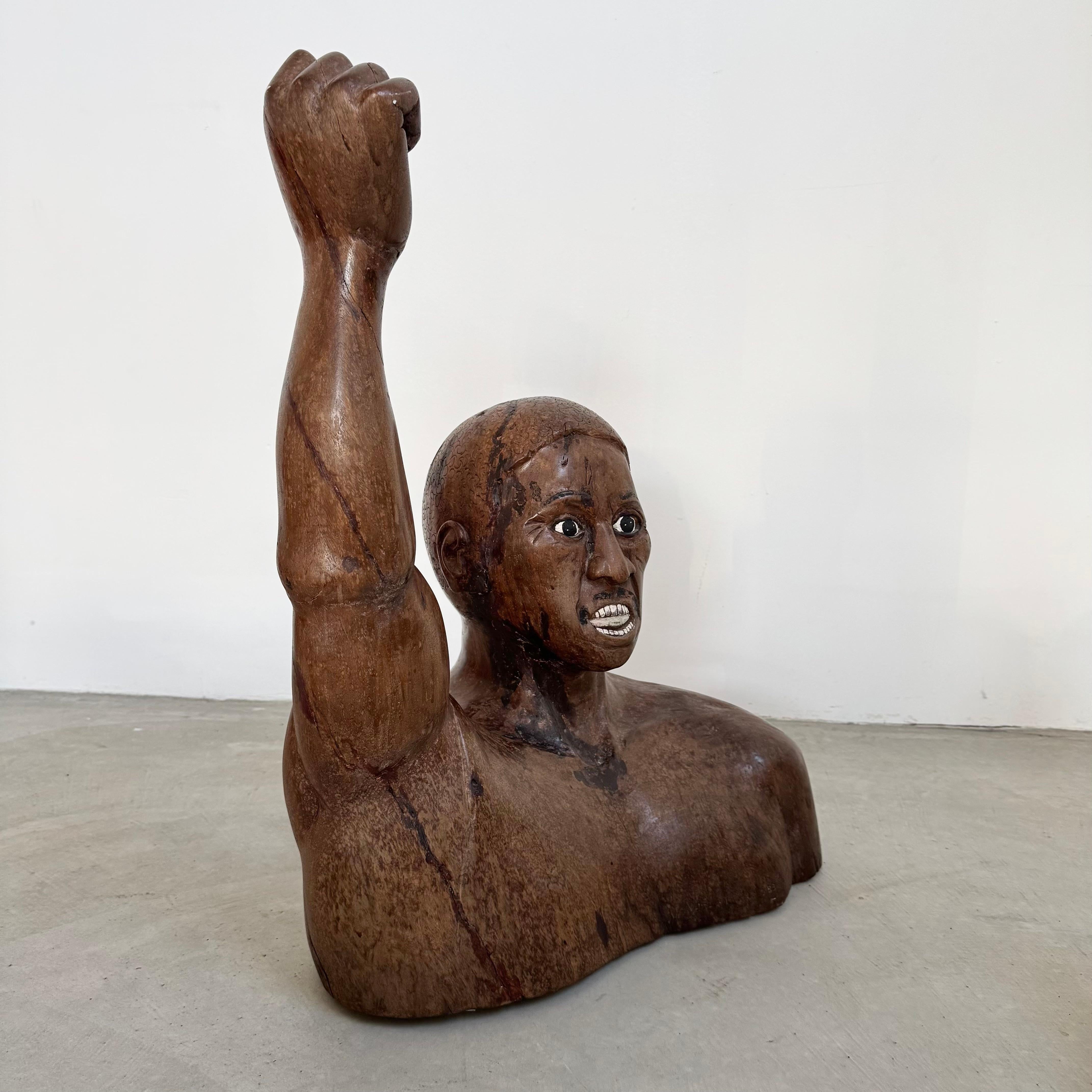 Raised Fist Wood Carving, 1977 USA For Sale 2