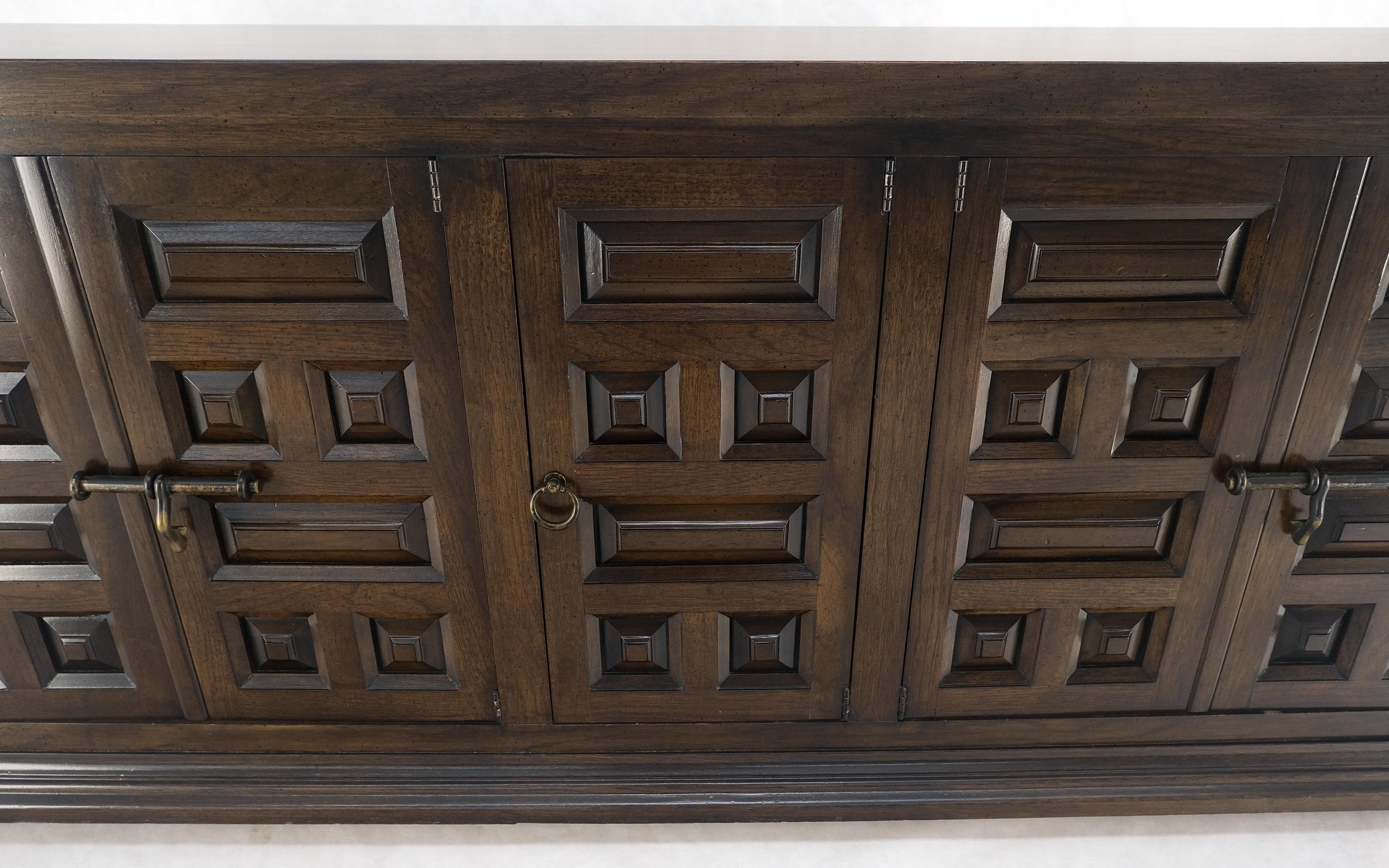 Raised Panel 5 Türen 4 Schubladen Mid Century Modern Dark Chestnut Long Dresser Credenza Mint!